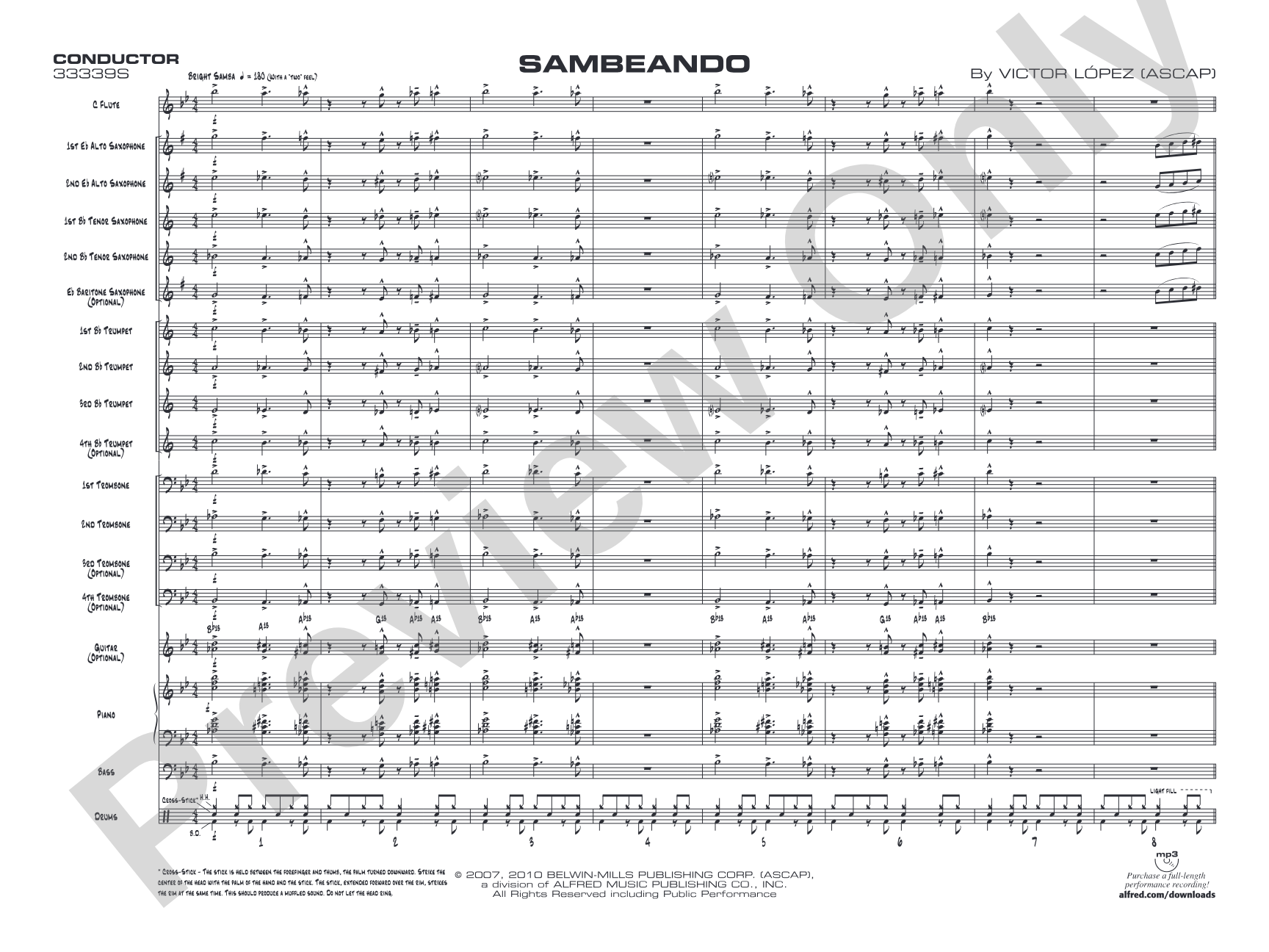 Sambeando: Jazz Ensemble Conductor Score & Parts