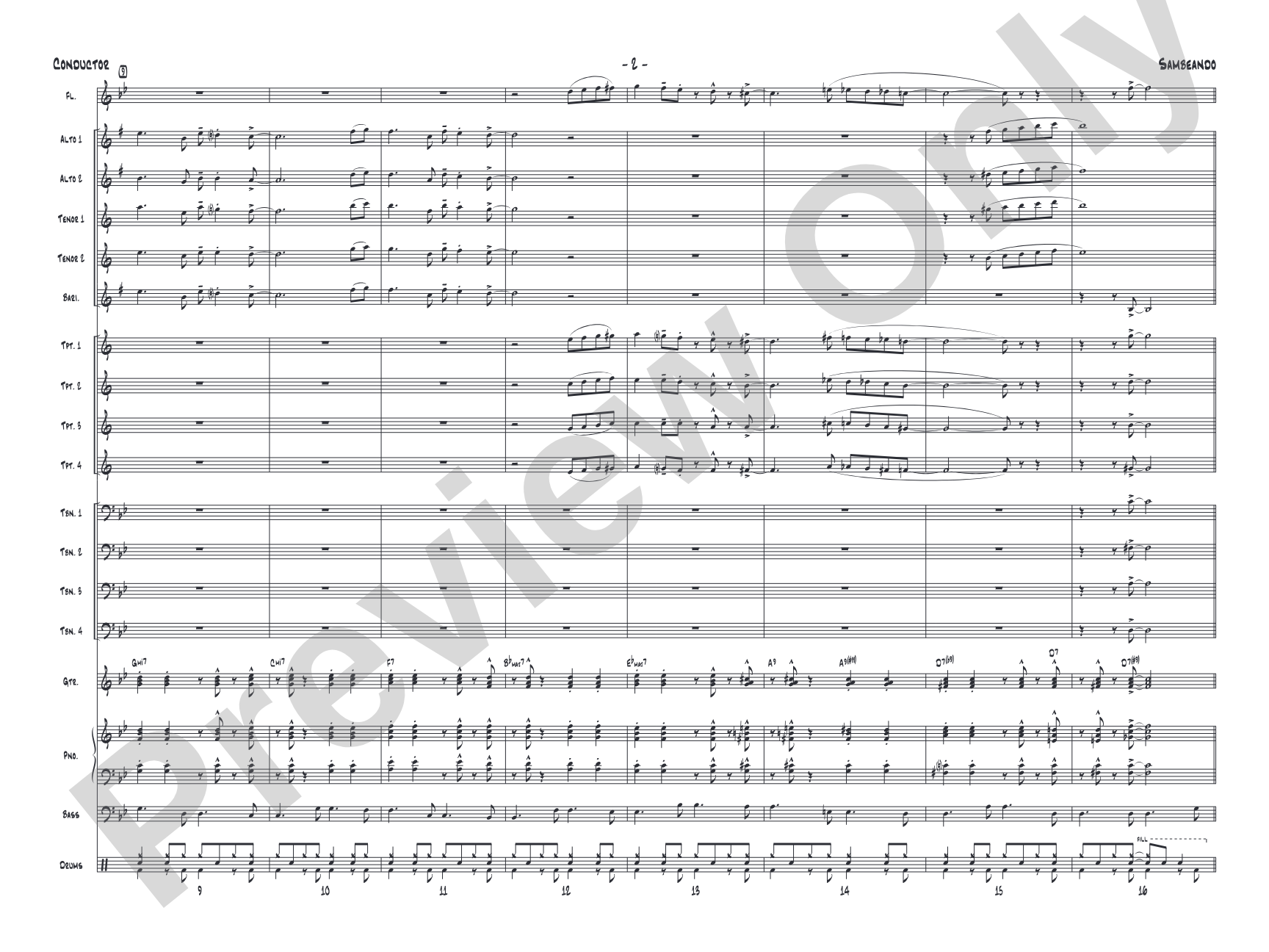 Sambeando: Jazz Ensemble Conductor Score & Parts