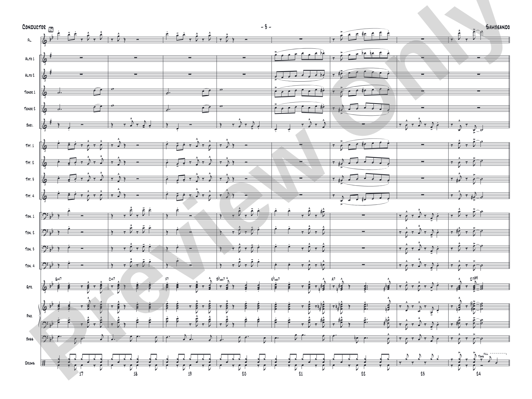 Sambeando: Jazz Ensemble Conductor Score & Parts