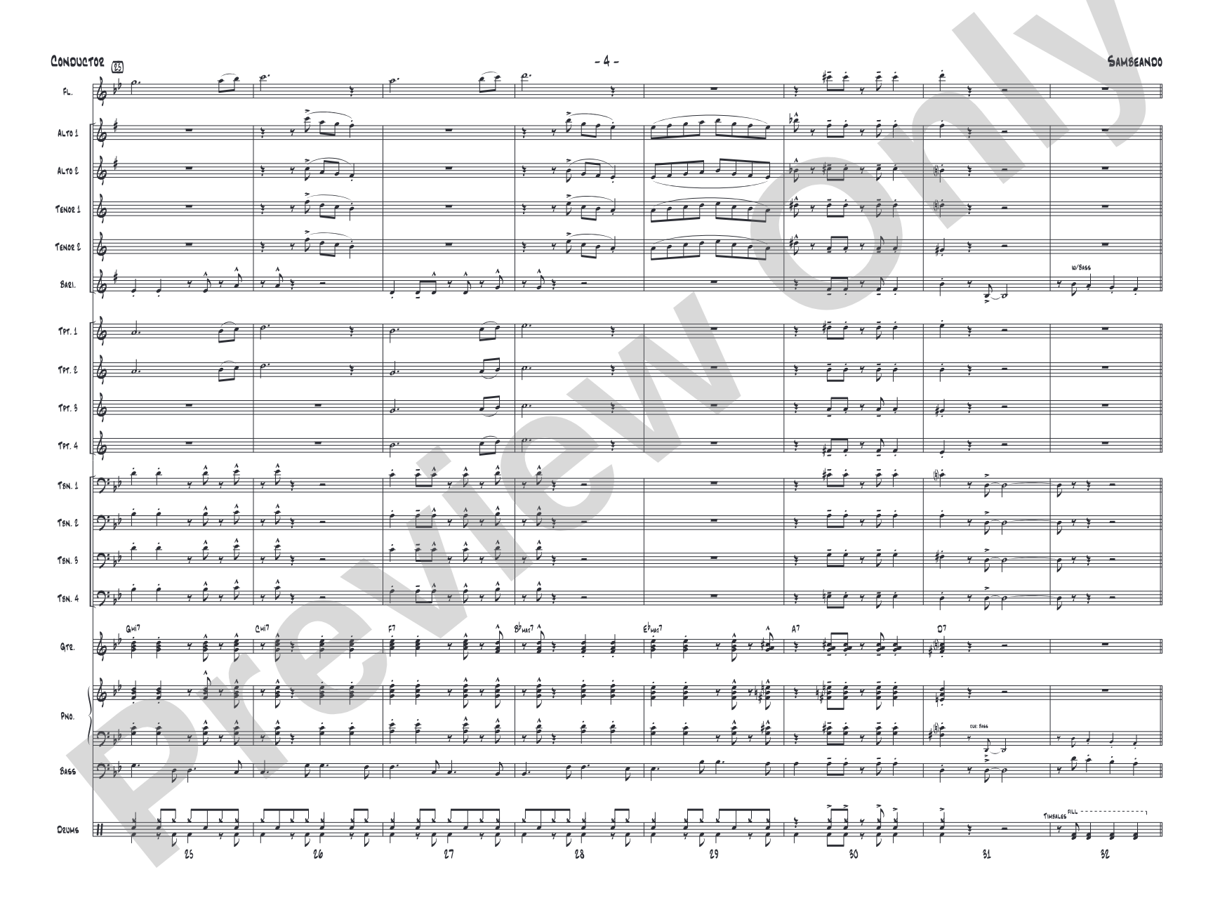 Sambeando: Jazz Ensemble Conductor Score & Parts