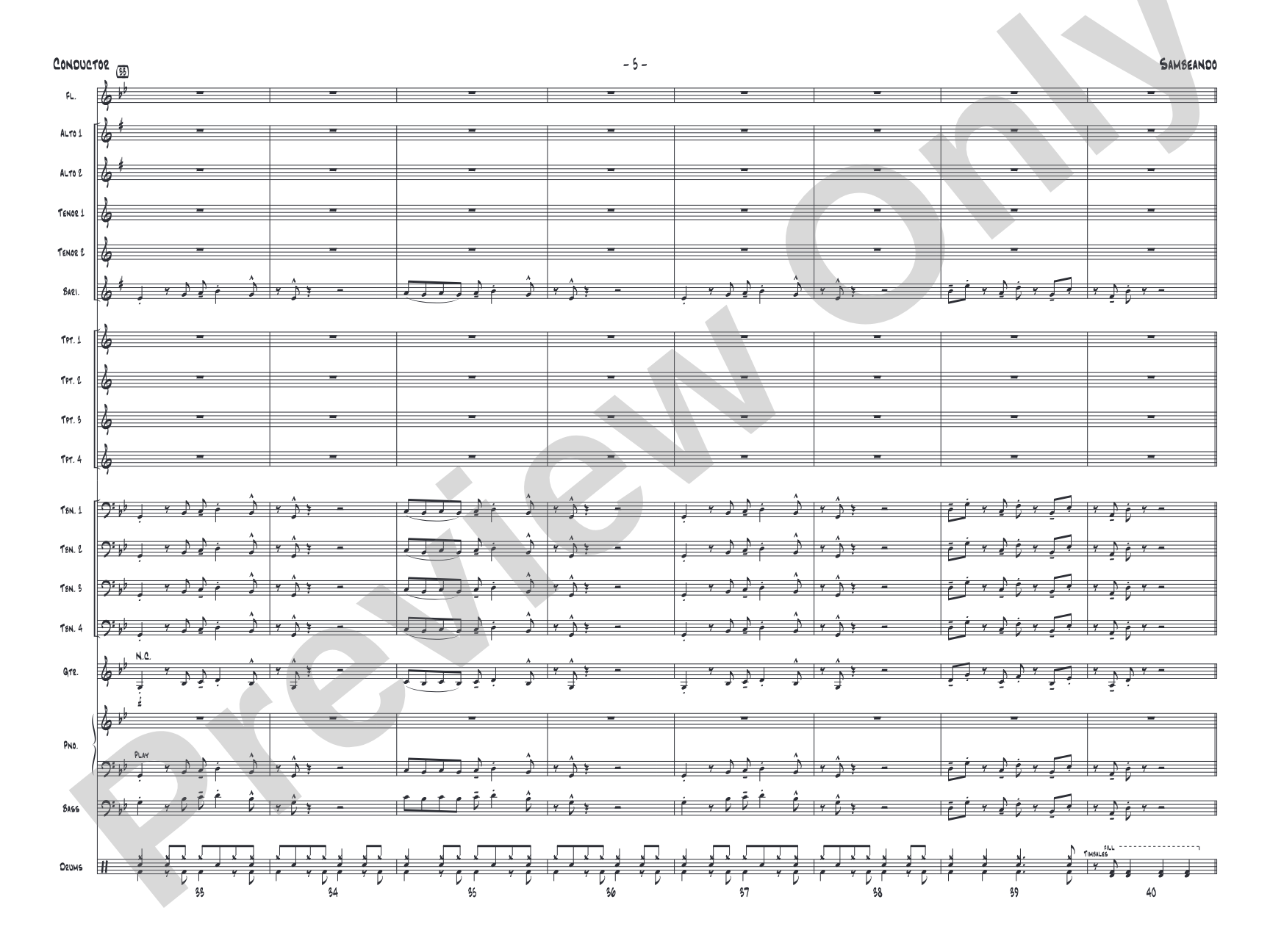 Sambeando: Jazz Ensemble Conductor Score & Parts
