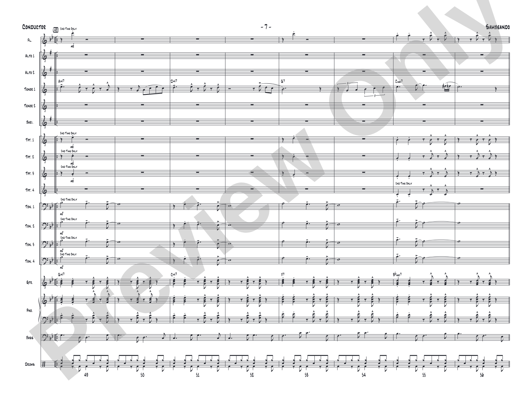 Sambeando: Jazz Ensemble Conductor Score & Parts