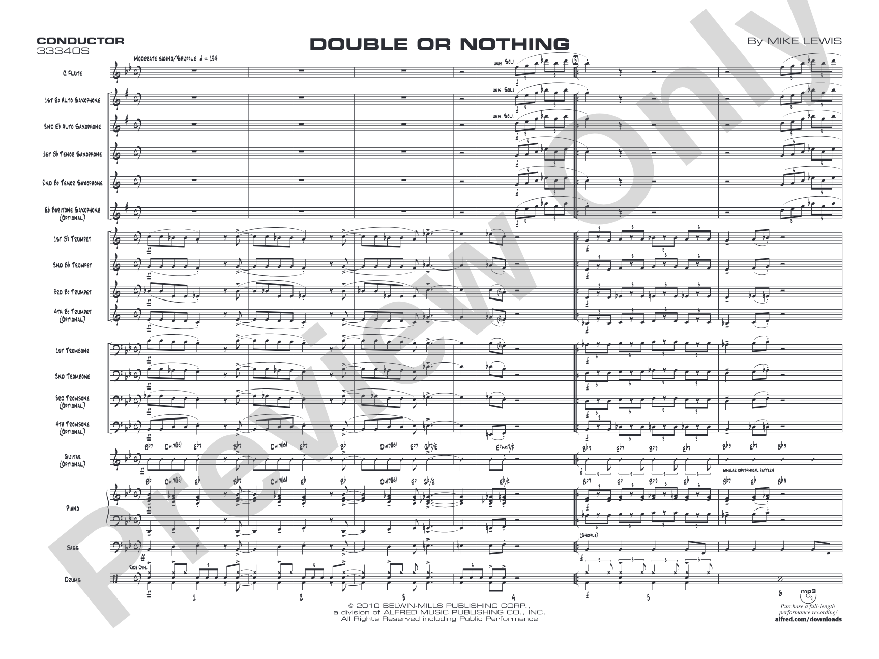 Double or Nothing: Jazz Ensemble Conductor Score & Parts