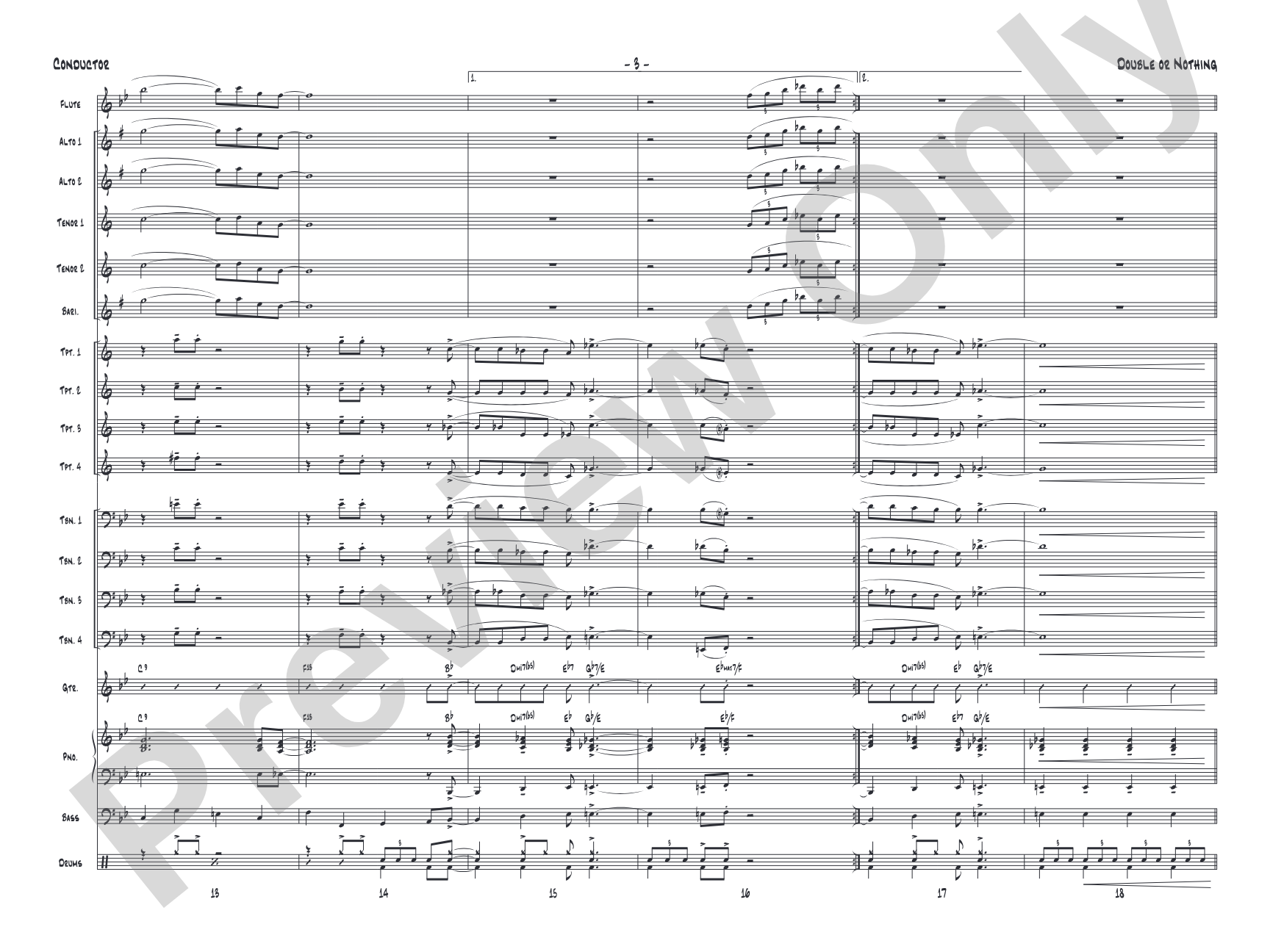 Double or Nothing: Jazz Ensemble Conductor Score & Parts