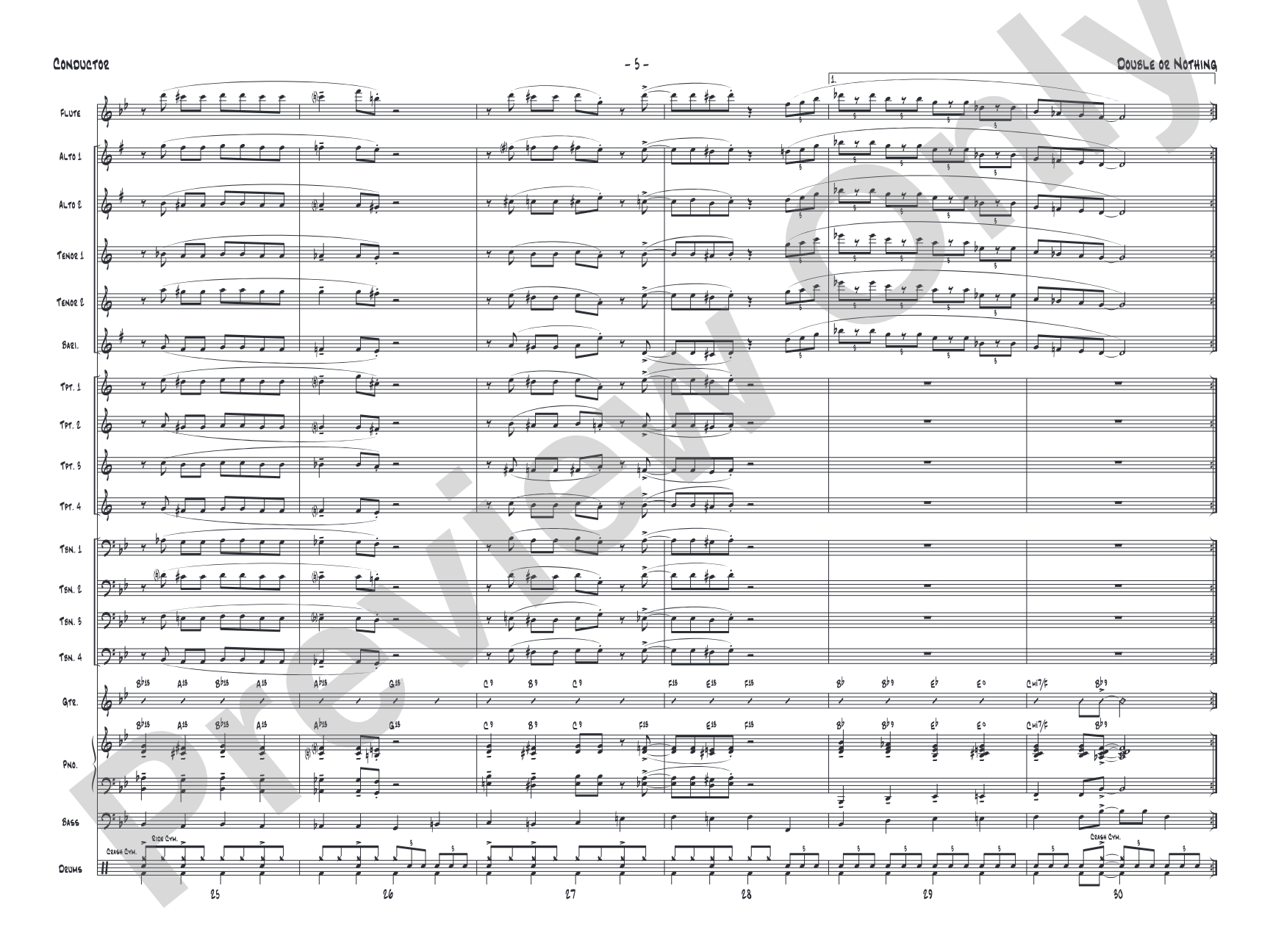 Double or Nothing: Jazz Ensemble Conductor Score & Parts