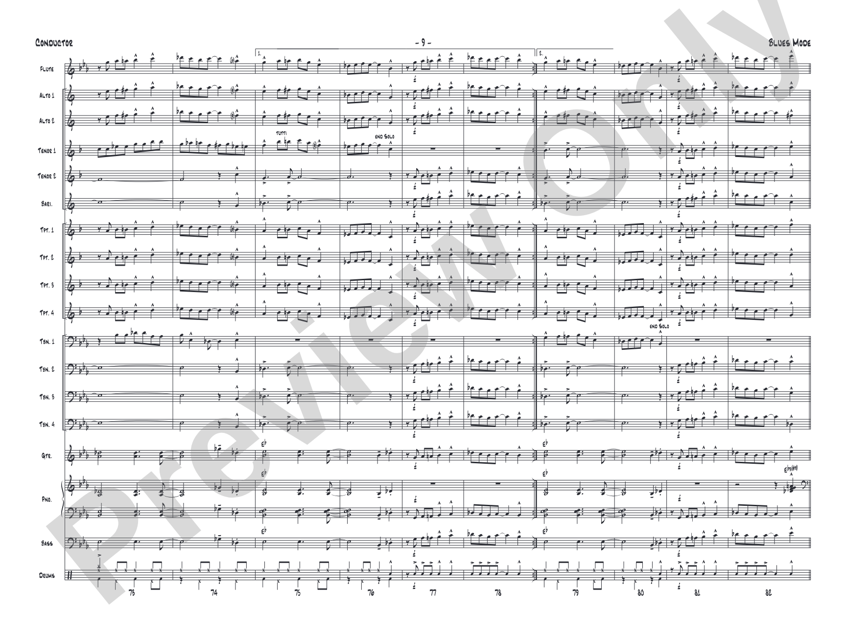 Blues Mode: Jazz Ensemble Conductor Score & Parts