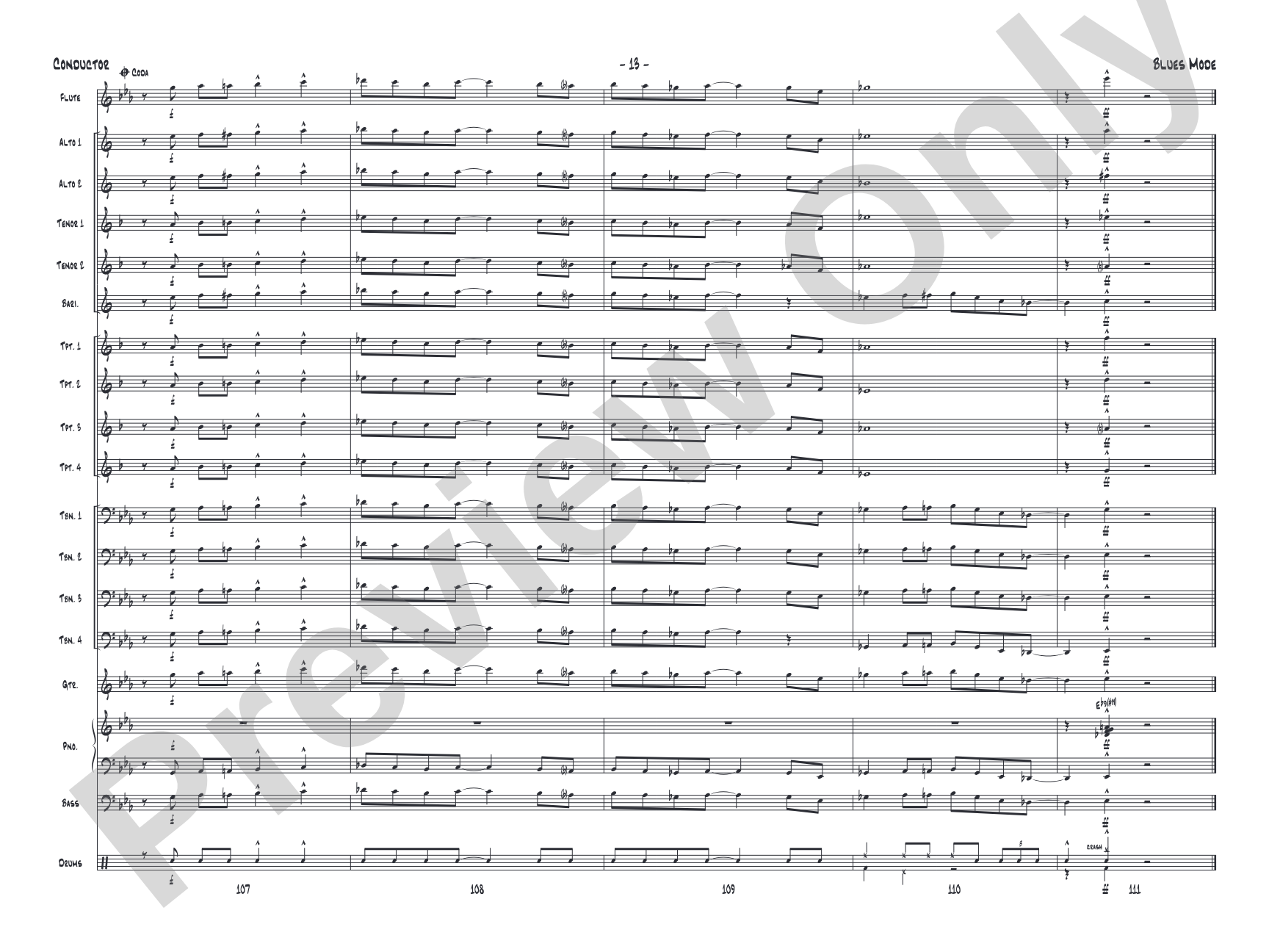 Blues Mode: Jazz Ensemble Conductor Score & Parts
