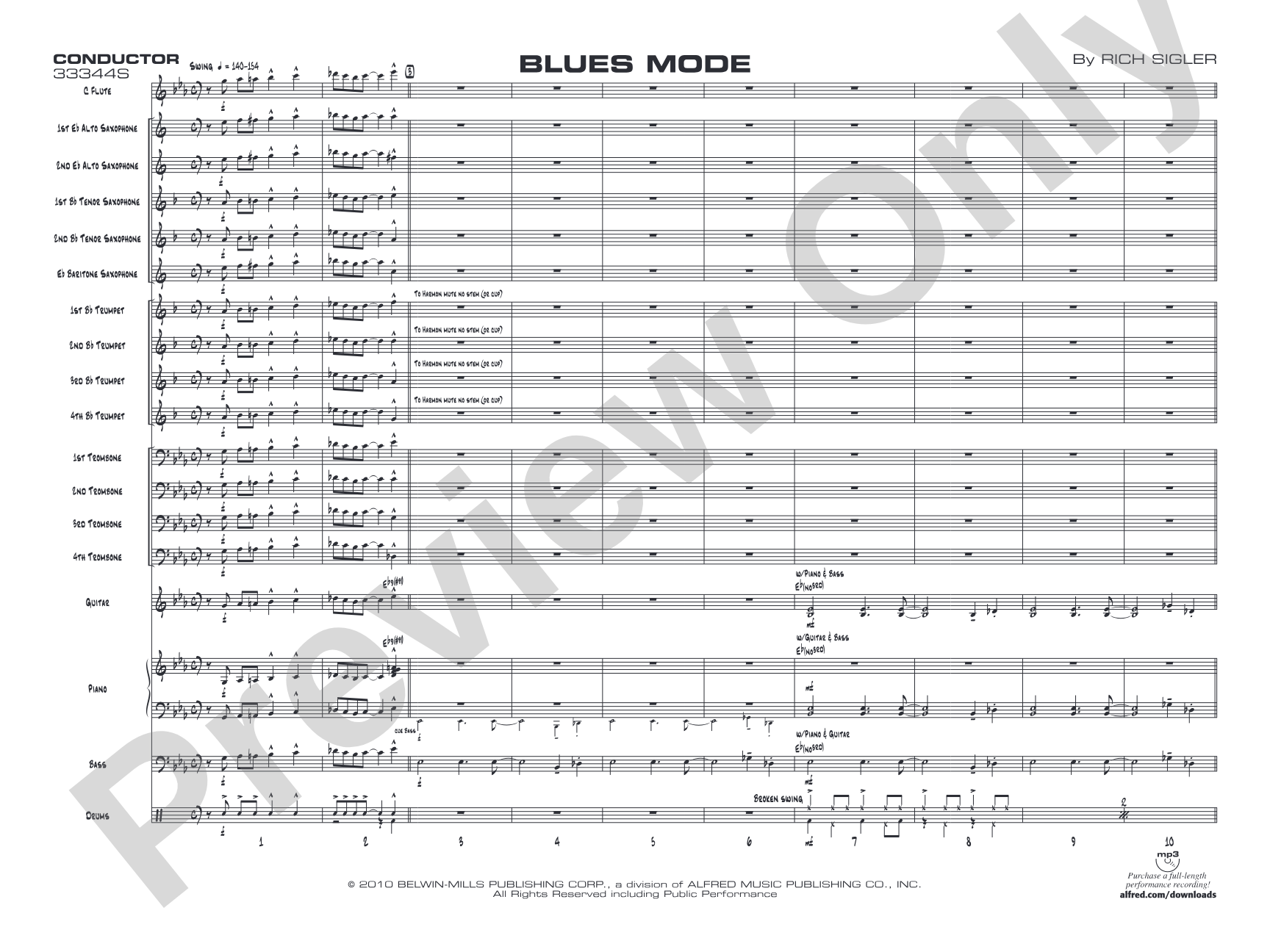 Blues Mode: Jazz Ensemble Conductor Score & Parts