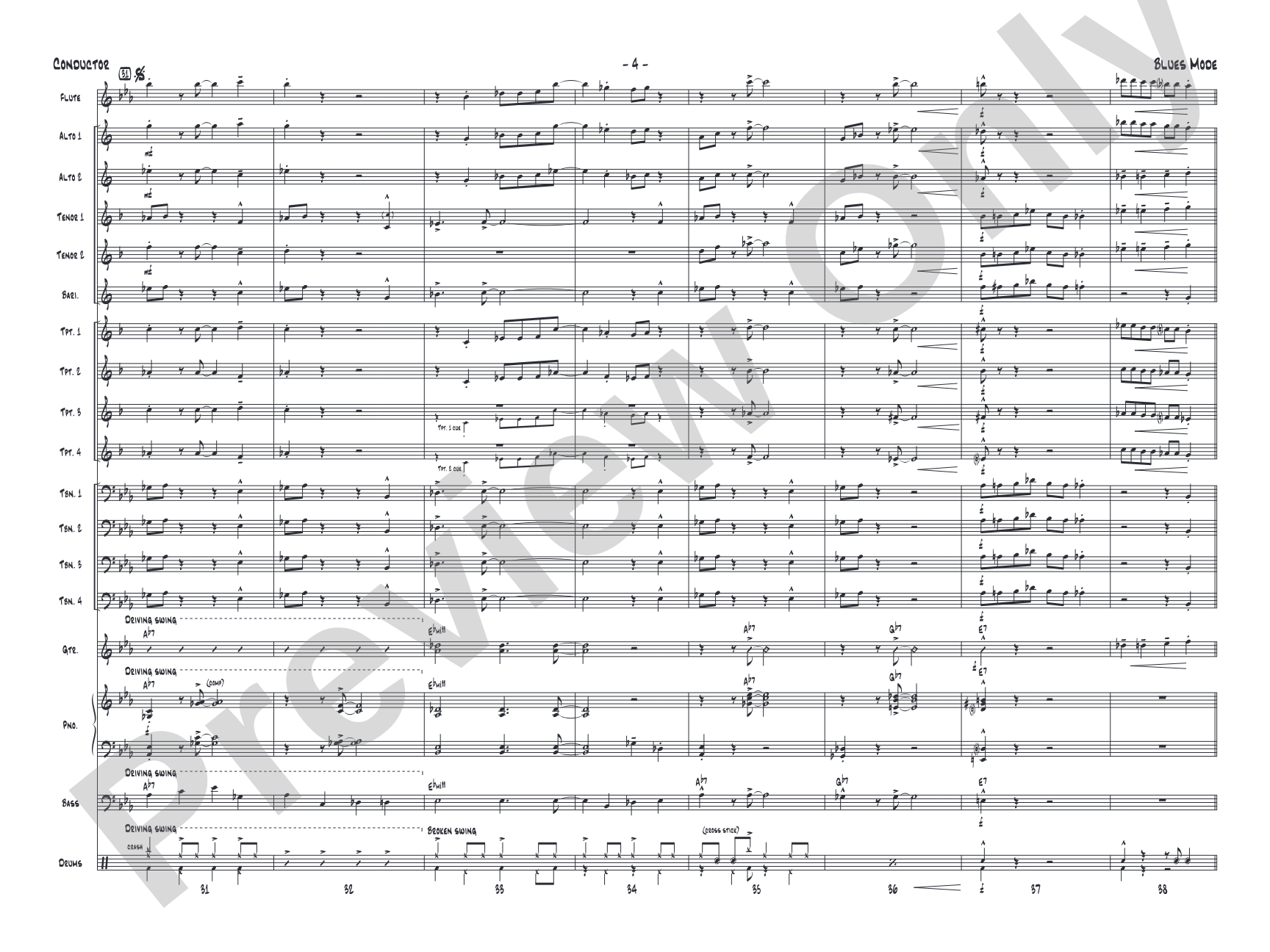 Blues Mode: Jazz Ensemble Conductor Score & Parts
