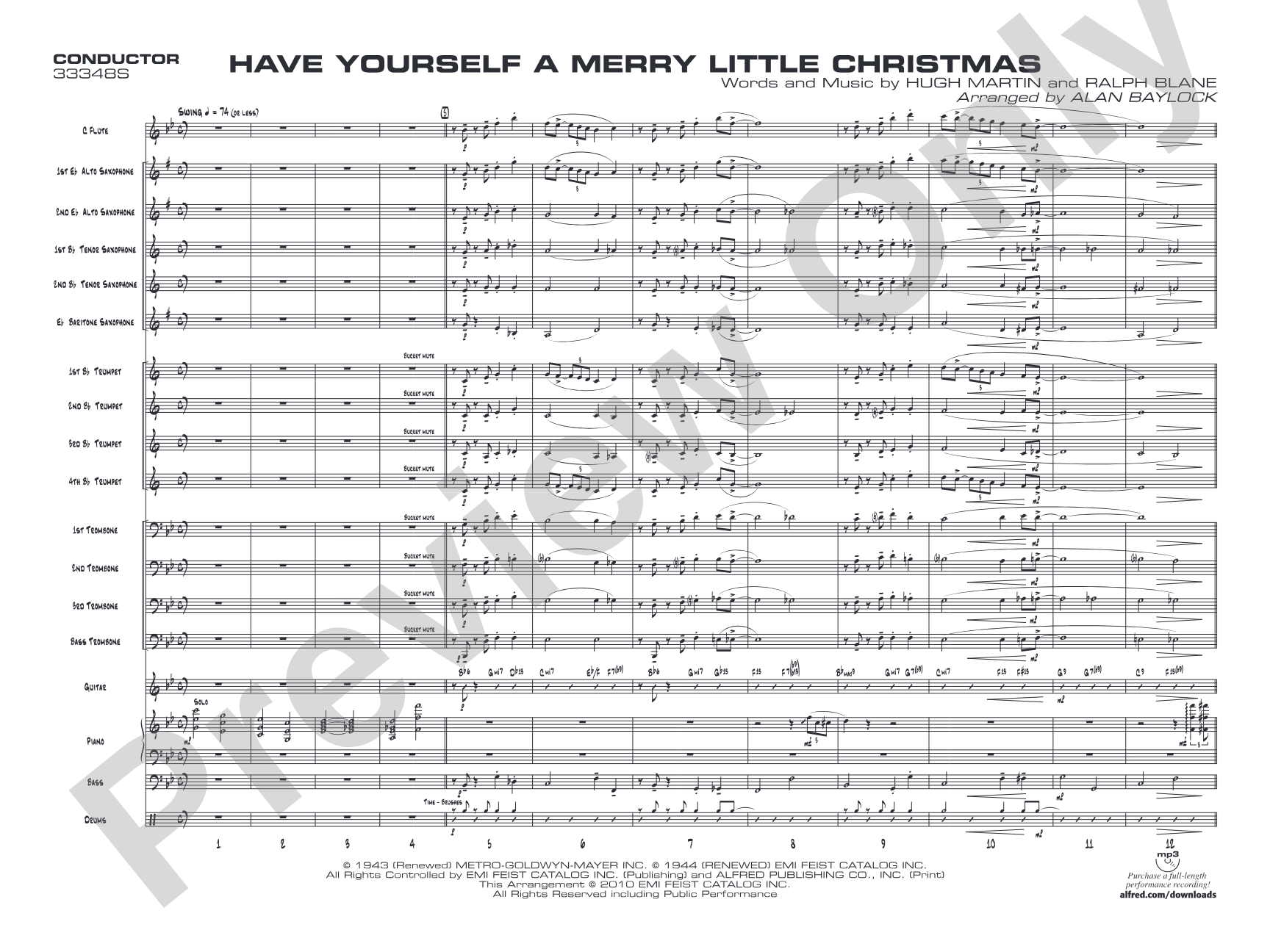 Have Yourself a Merry Little Christmas: Jazz Ensemble Conductor Score & Parts