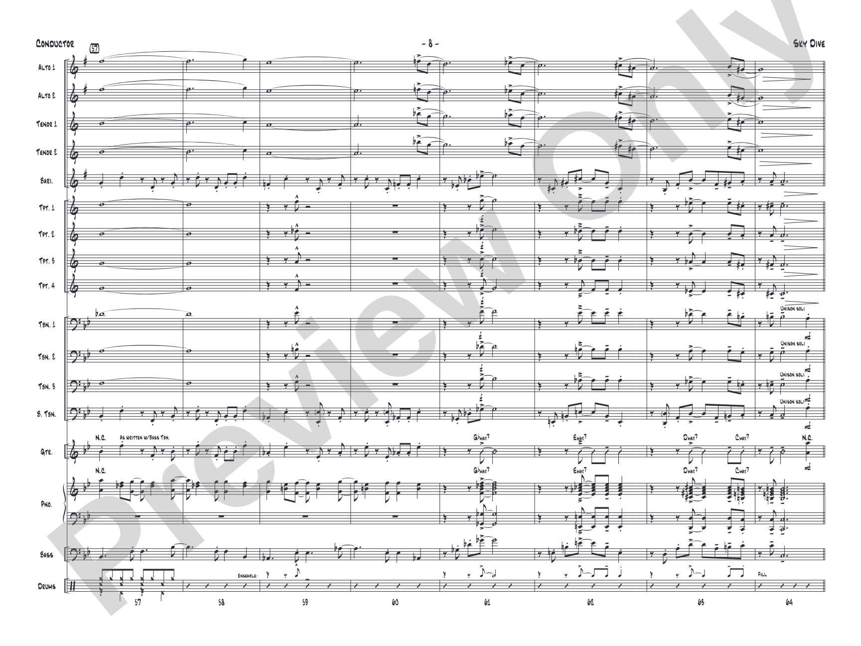 Sky Dive: Jazz Ensemble Conductor Score & Parts