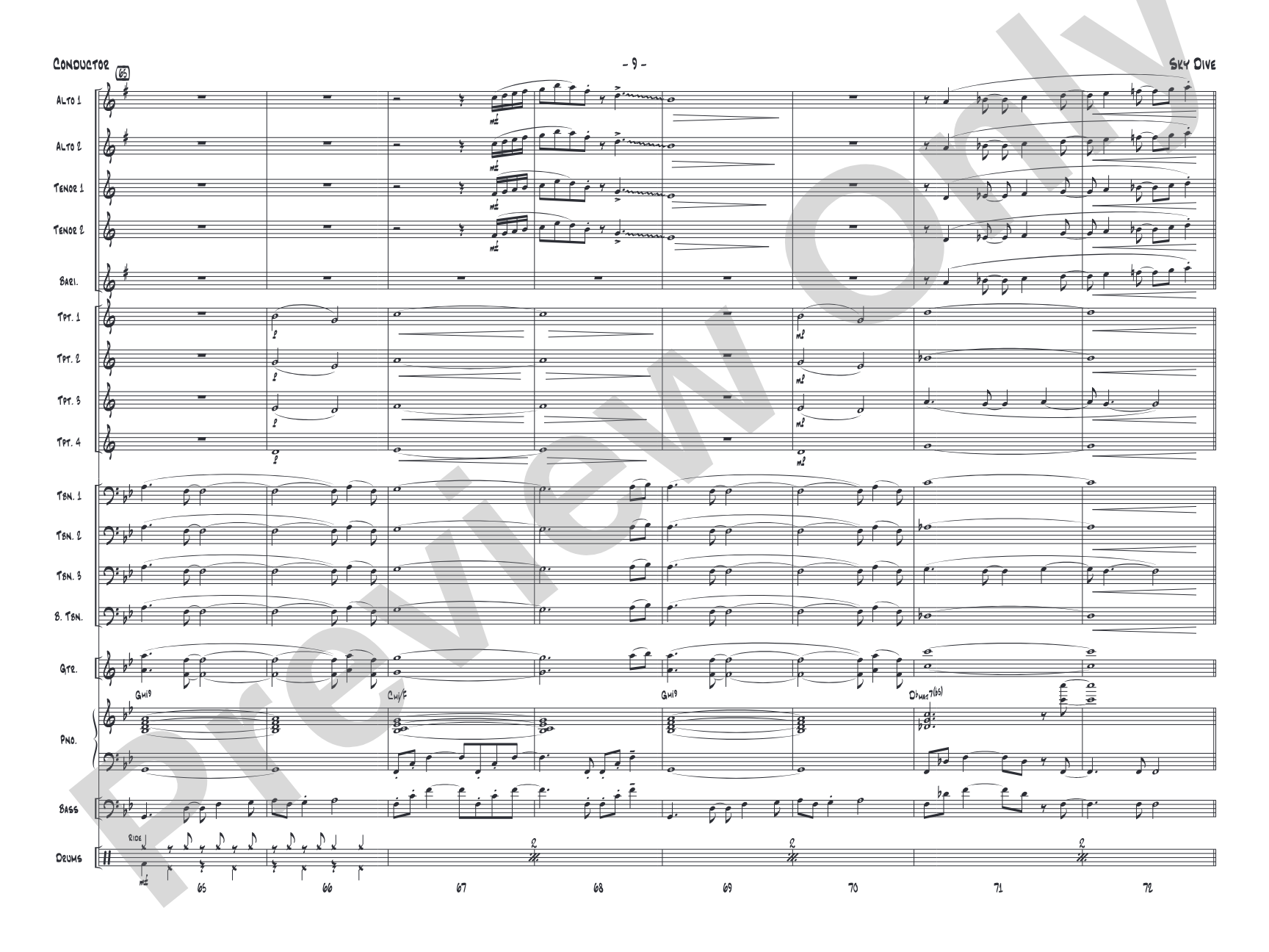 Sky Dive: Jazz Ensemble Conductor Score & Parts