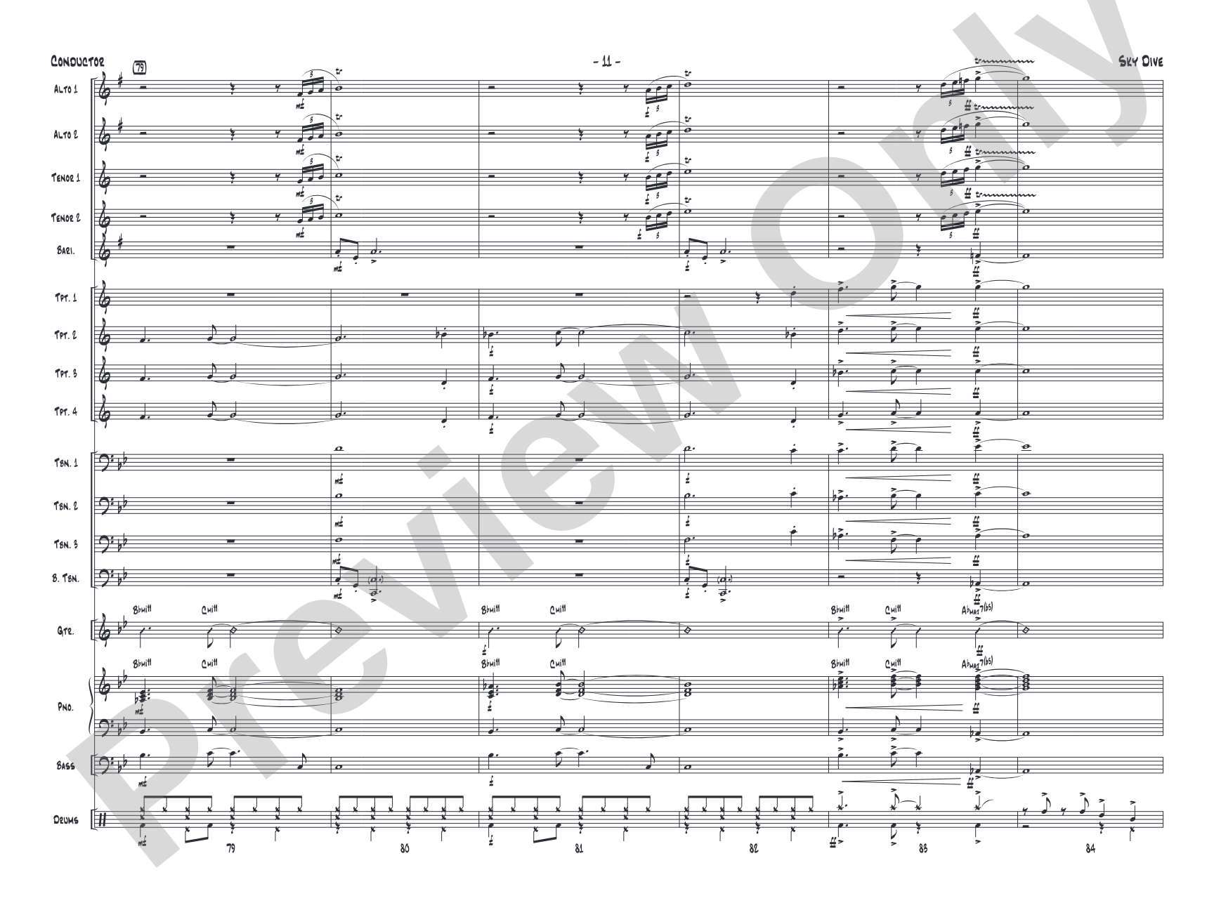 Sky Dive: Jazz Ensemble Conductor Score & Parts