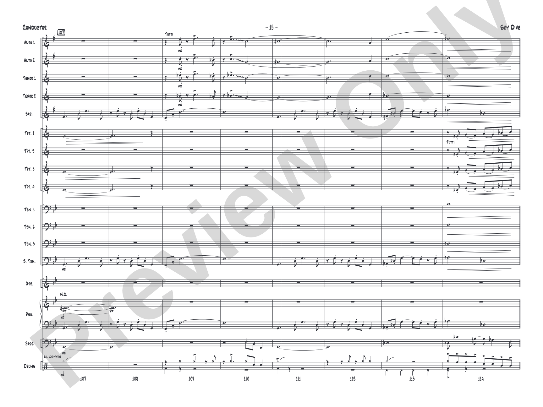 Sky Dive: Jazz Ensemble Conductor Score & Parts