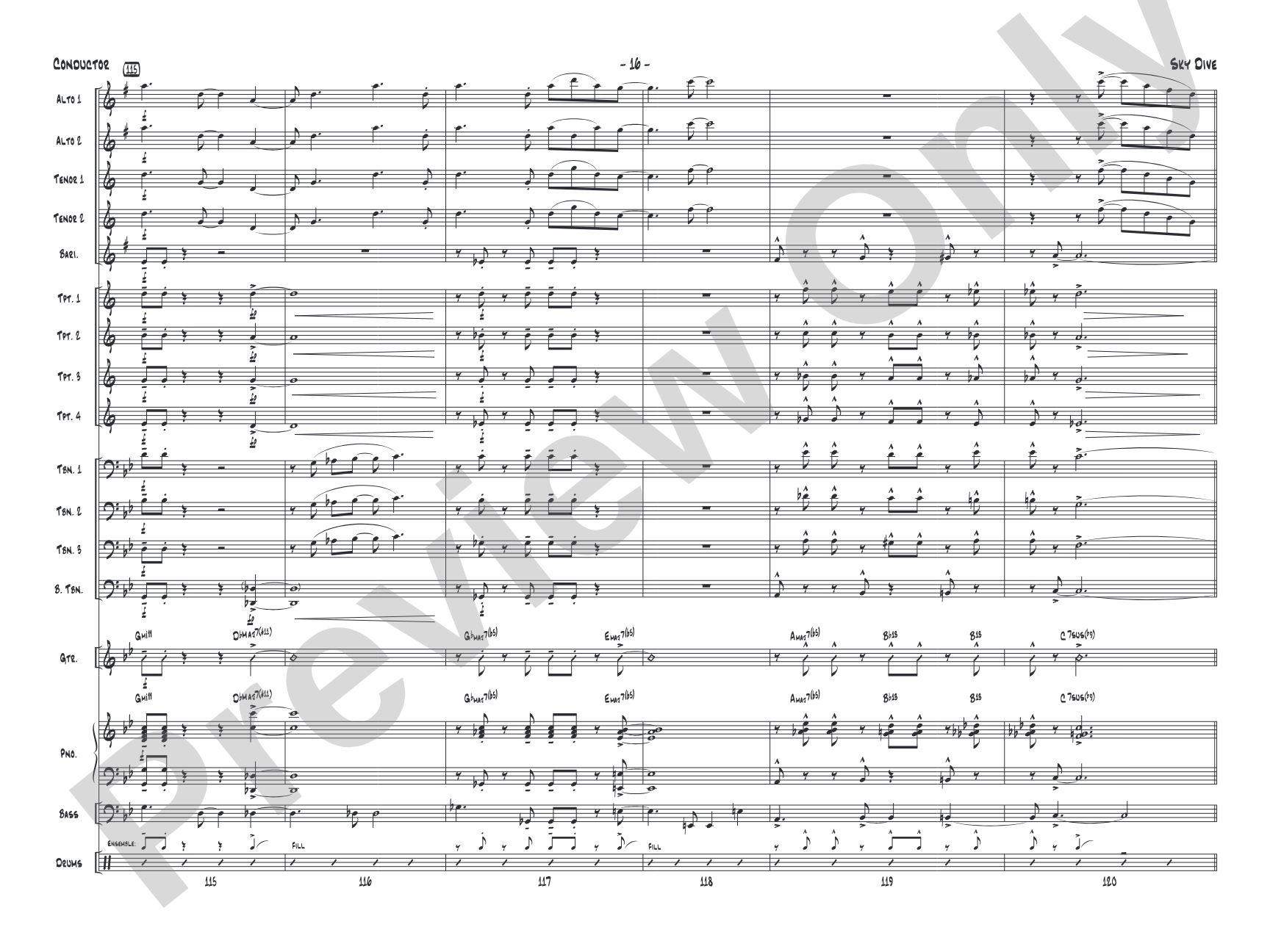 Sky Dive: Jazz Ensemble Conductor Score & Parts