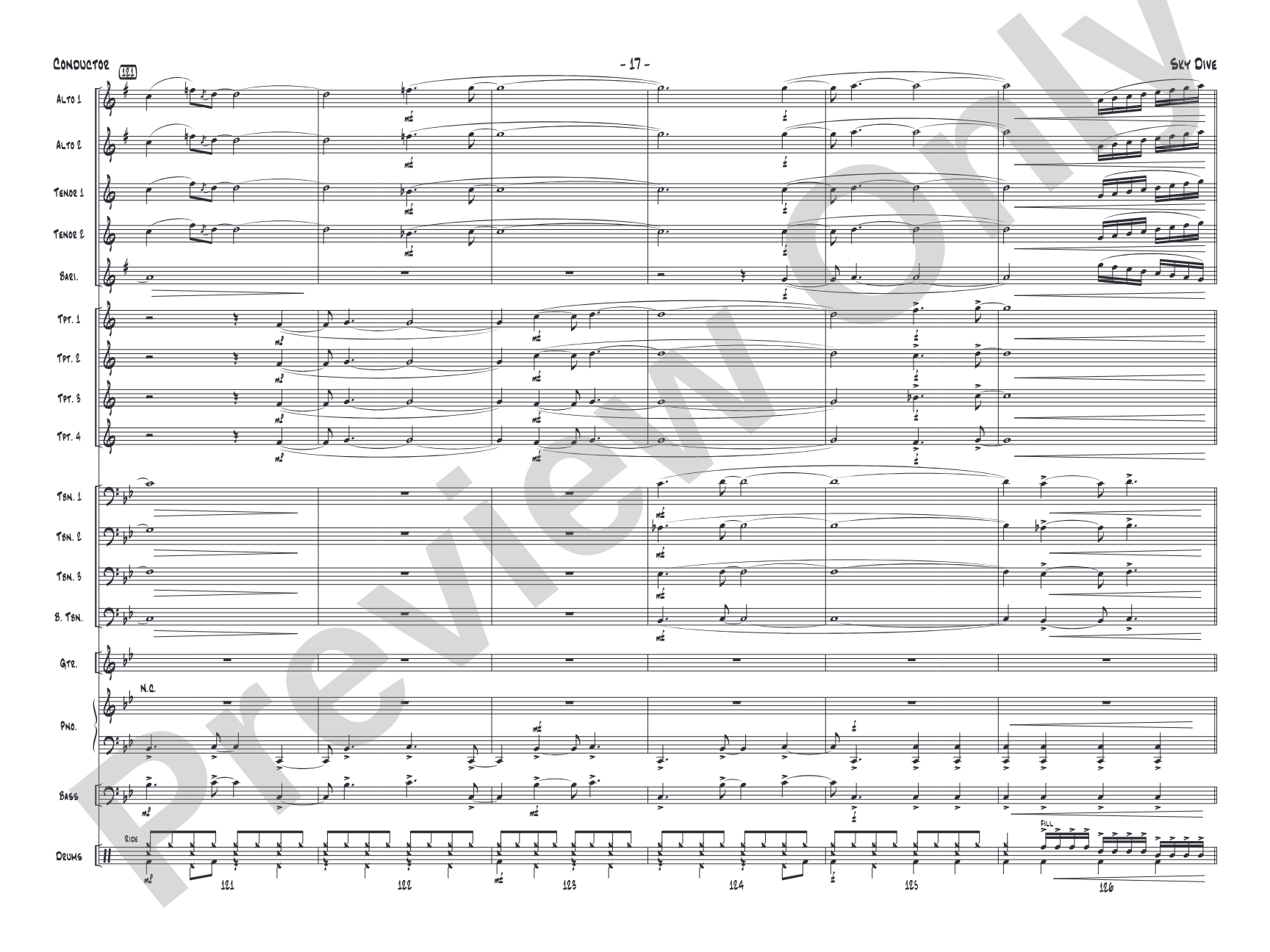 Sky Dive: Jazz Ensemble Conductor Score & Parts