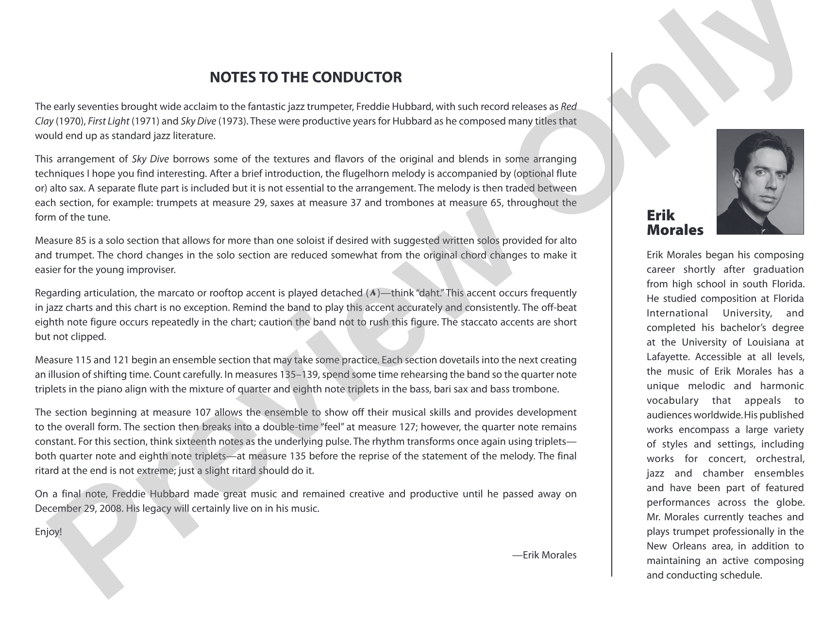 Sky Dive: Jazz Ensemble Conductor Score & Parts