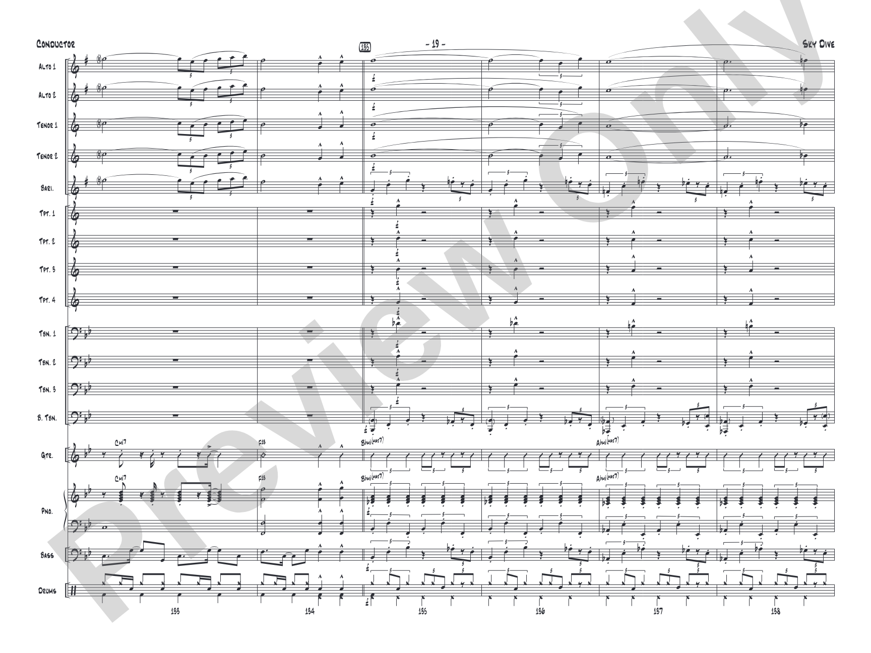 Sky Dive: Jazz Ensemble Conductor Score & Parts