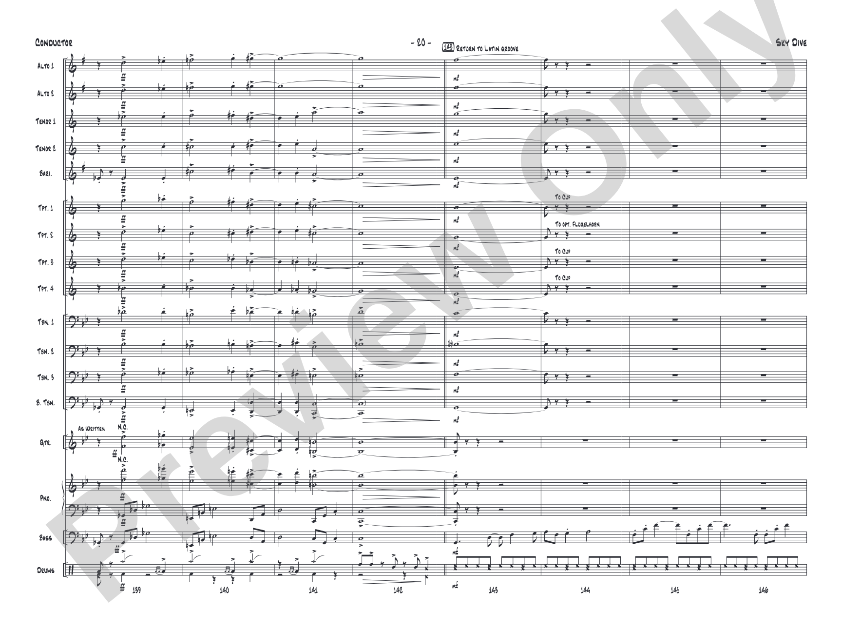 Sky Dive: Jazz Ensemble Conductor Score & Parts