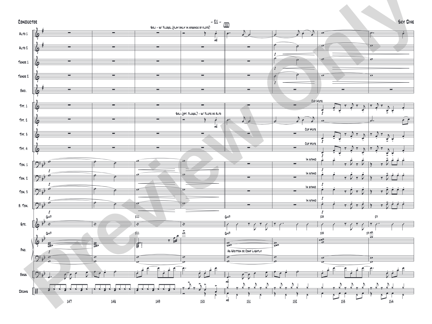 Sky Dive: Jazz Ensemble Conductor Score & Parts