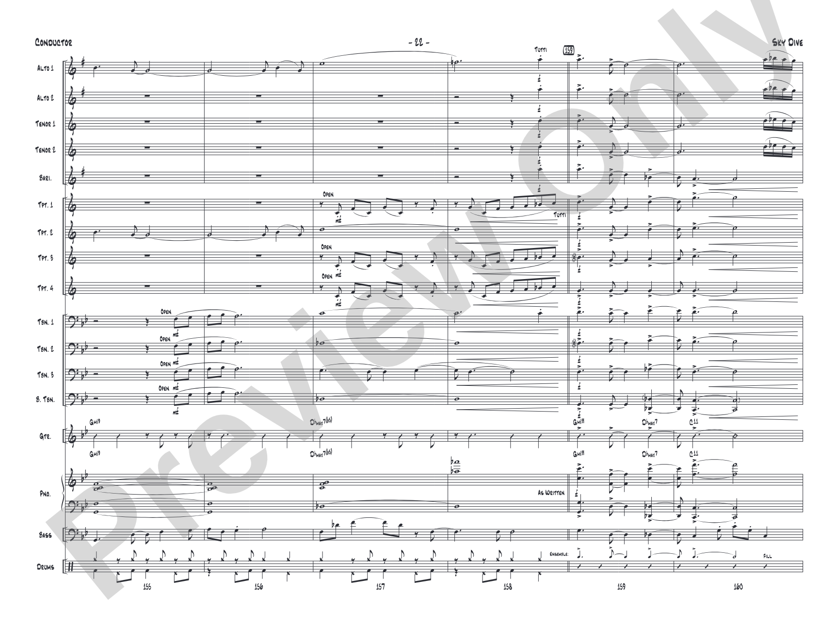 Sky Dive: Jazz Ensemble Conductor Score & Parts