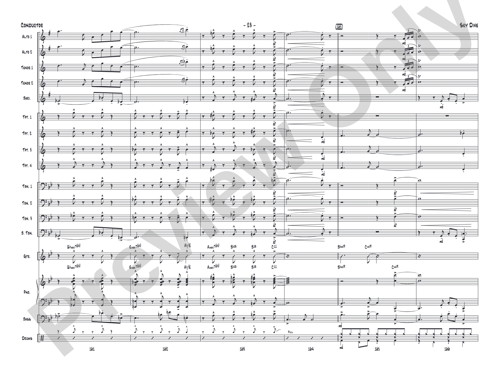 Sky Dive: Jazz Ensemble Conductor Score & Parts