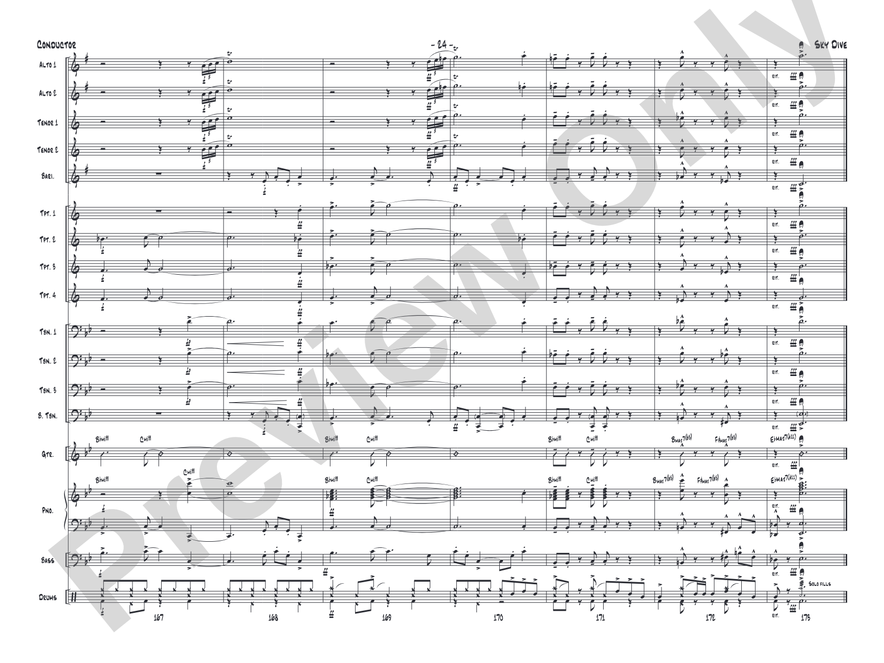 Sky Dive: Jazz Ensemble Conductor Score & Parts