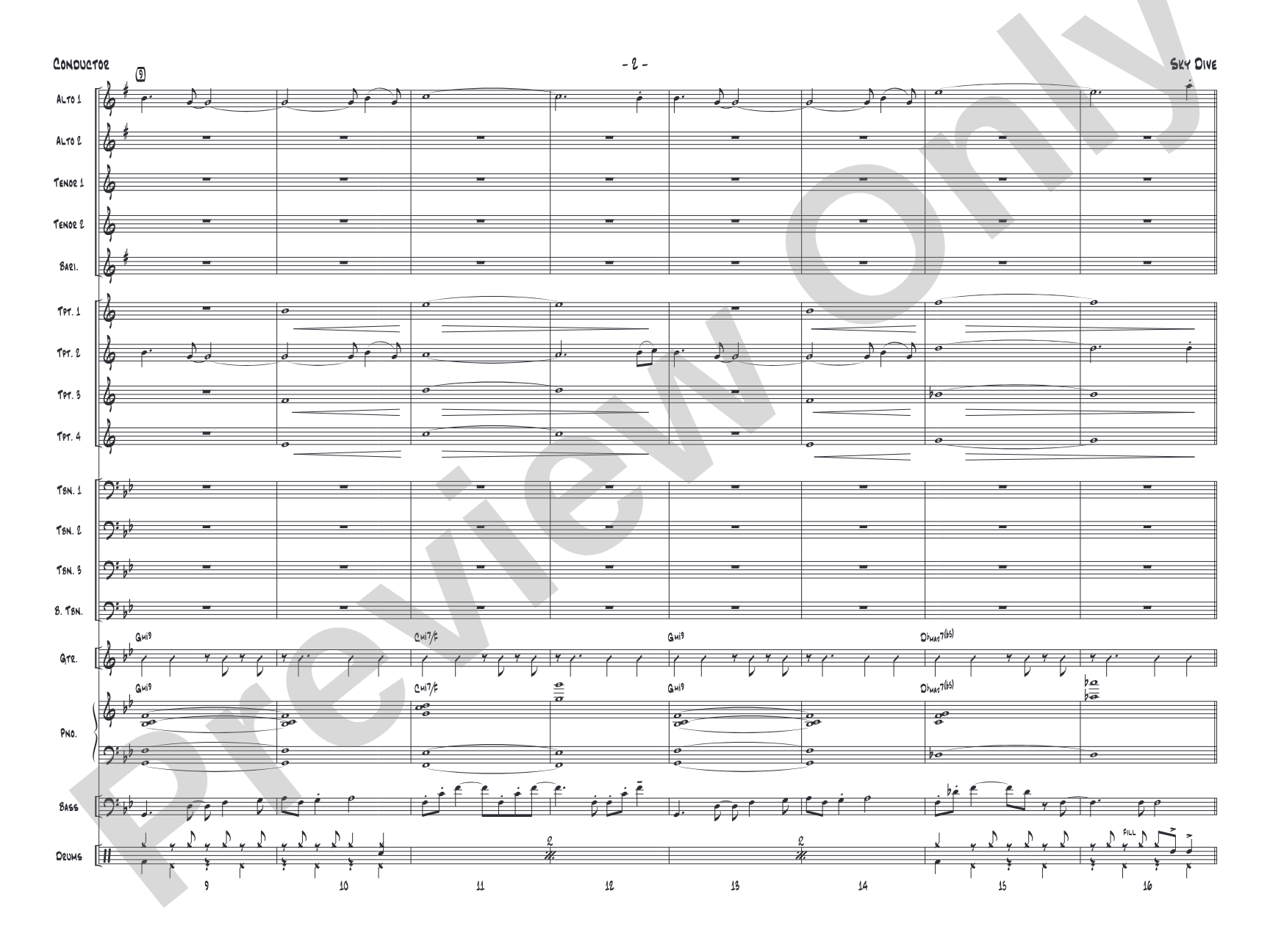 Sky Dive: Jazz Ensemble Conductor Score & Parts