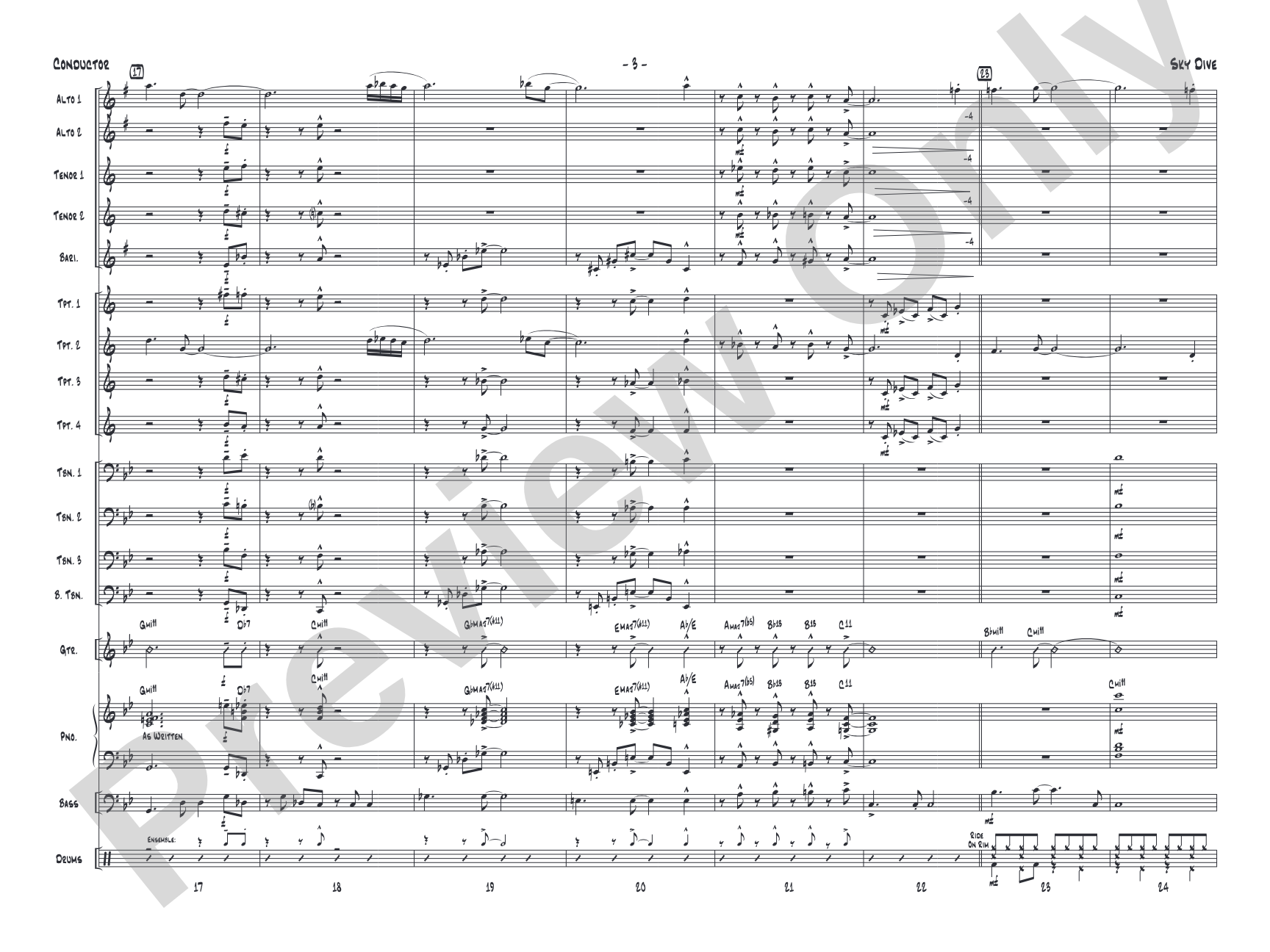 Sky Dive: Jazz Ensemble Conductor Score & Parts