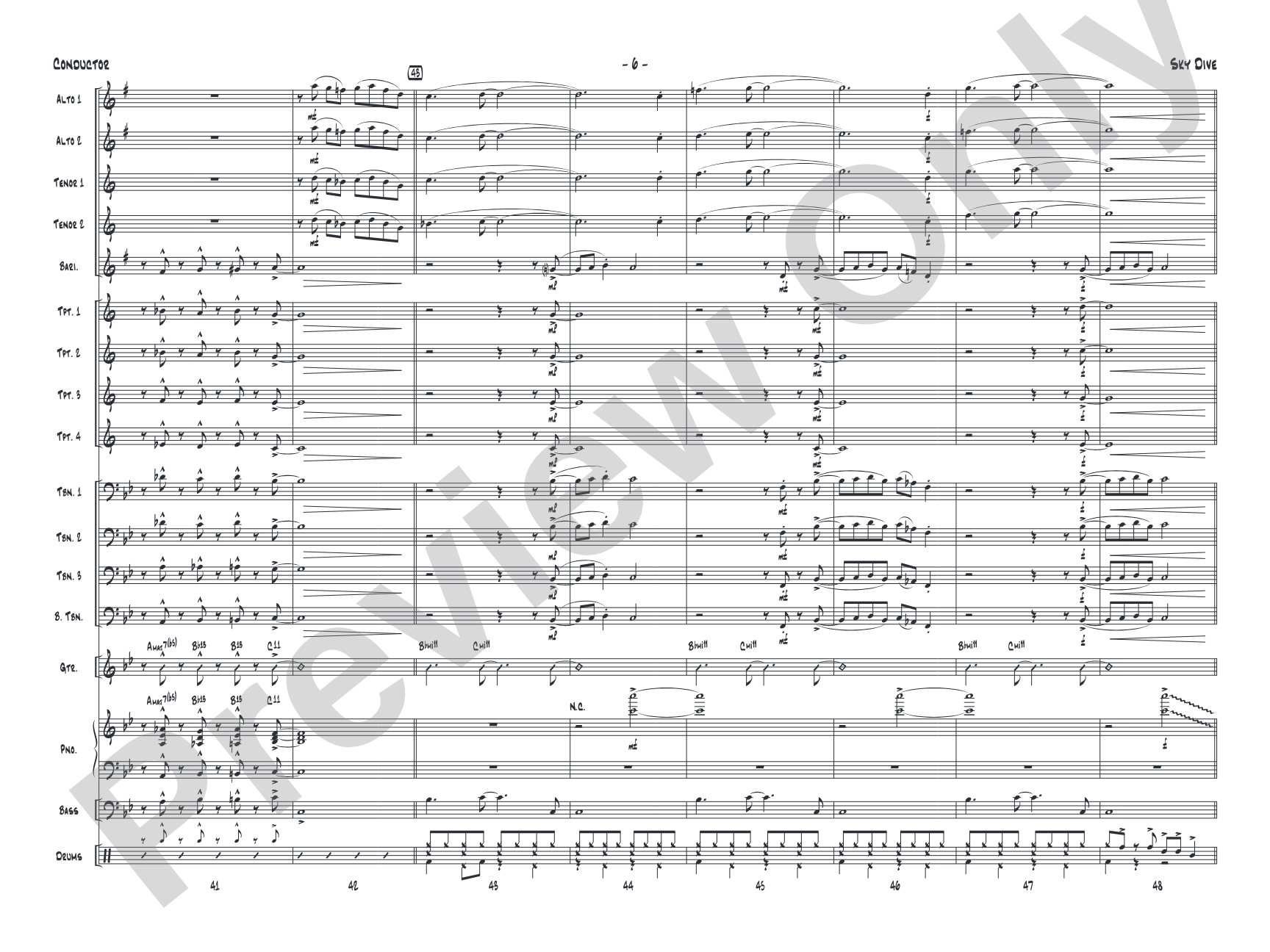 Sky Dive: Jazz Ensemble Conductor Score & Parts