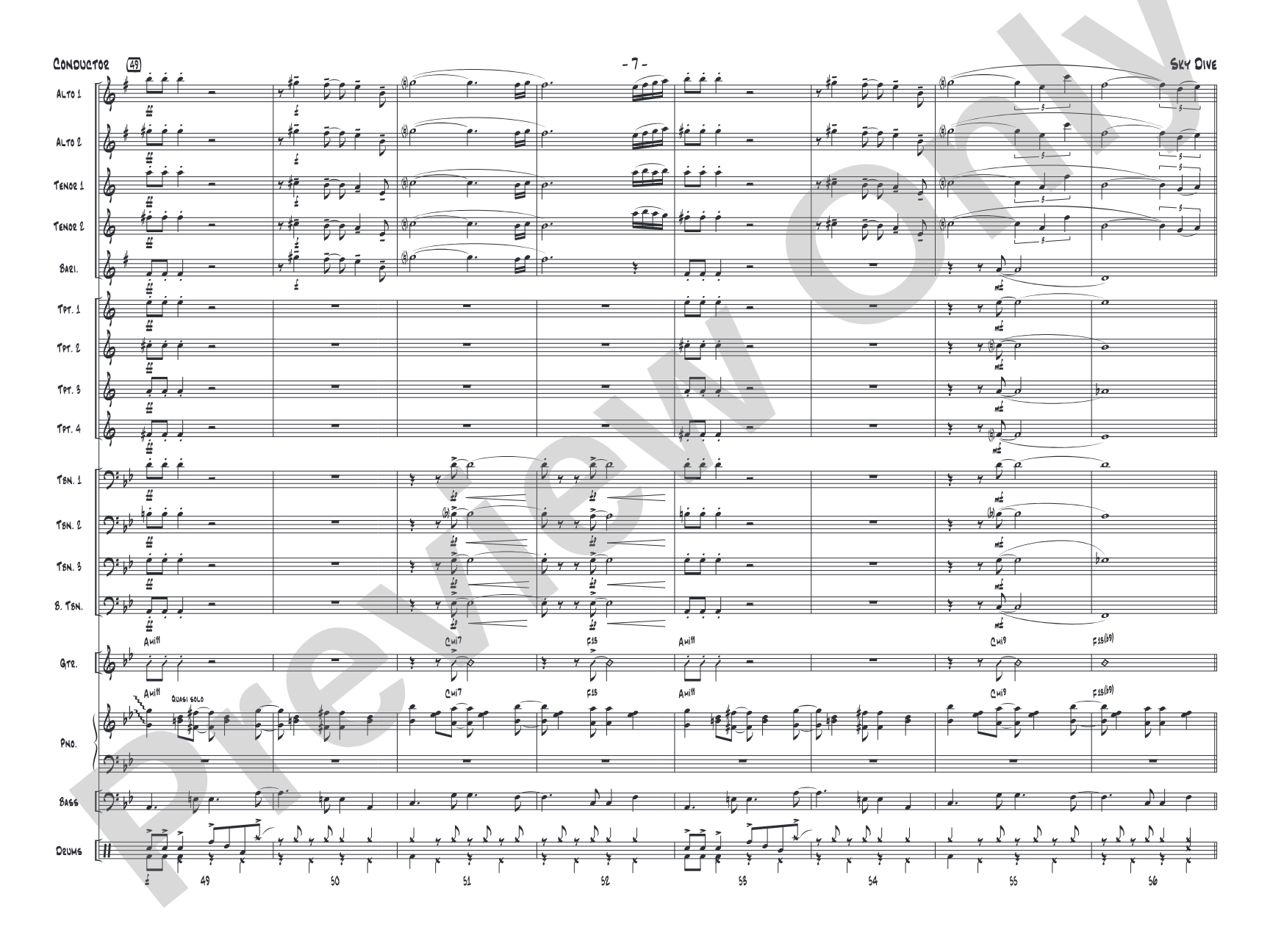 Sky Dive: Jazz Ensemble Conductor Score & Parts