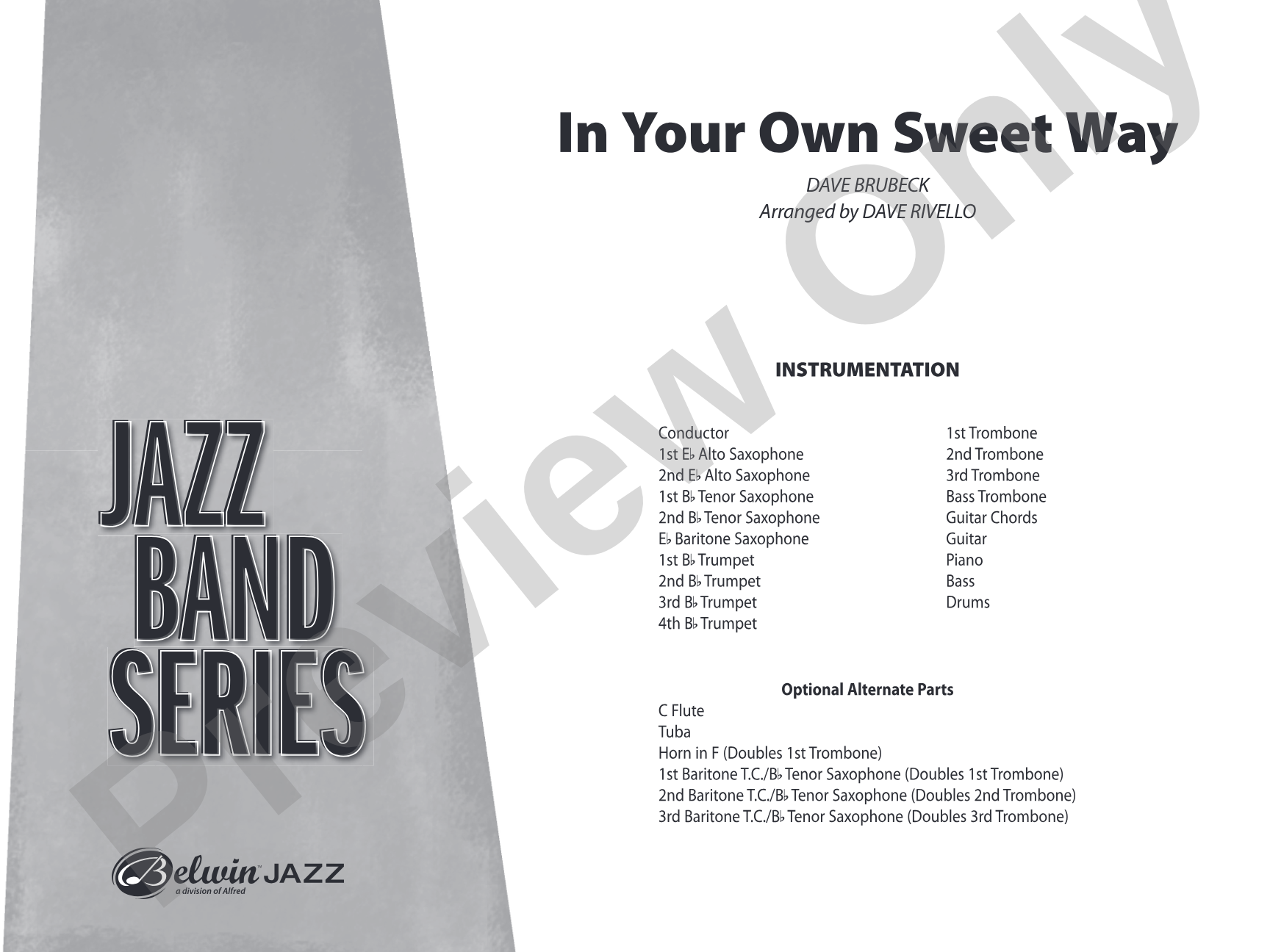 In Your Own Sweet Way: Jazz Ensemble Conductor Score & Parts