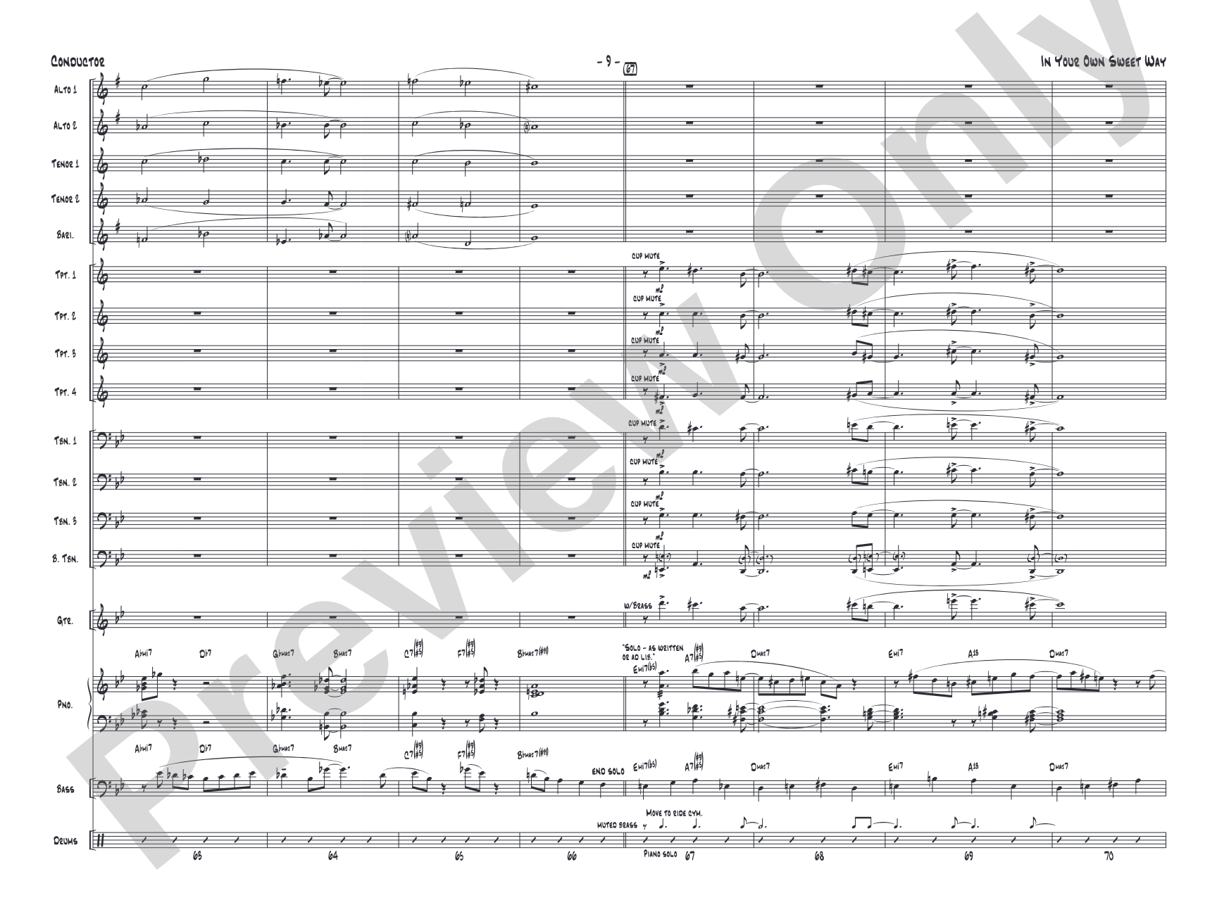 In Your Own Sweet Way: Jazz Ensemble Conductor Score & Parts
