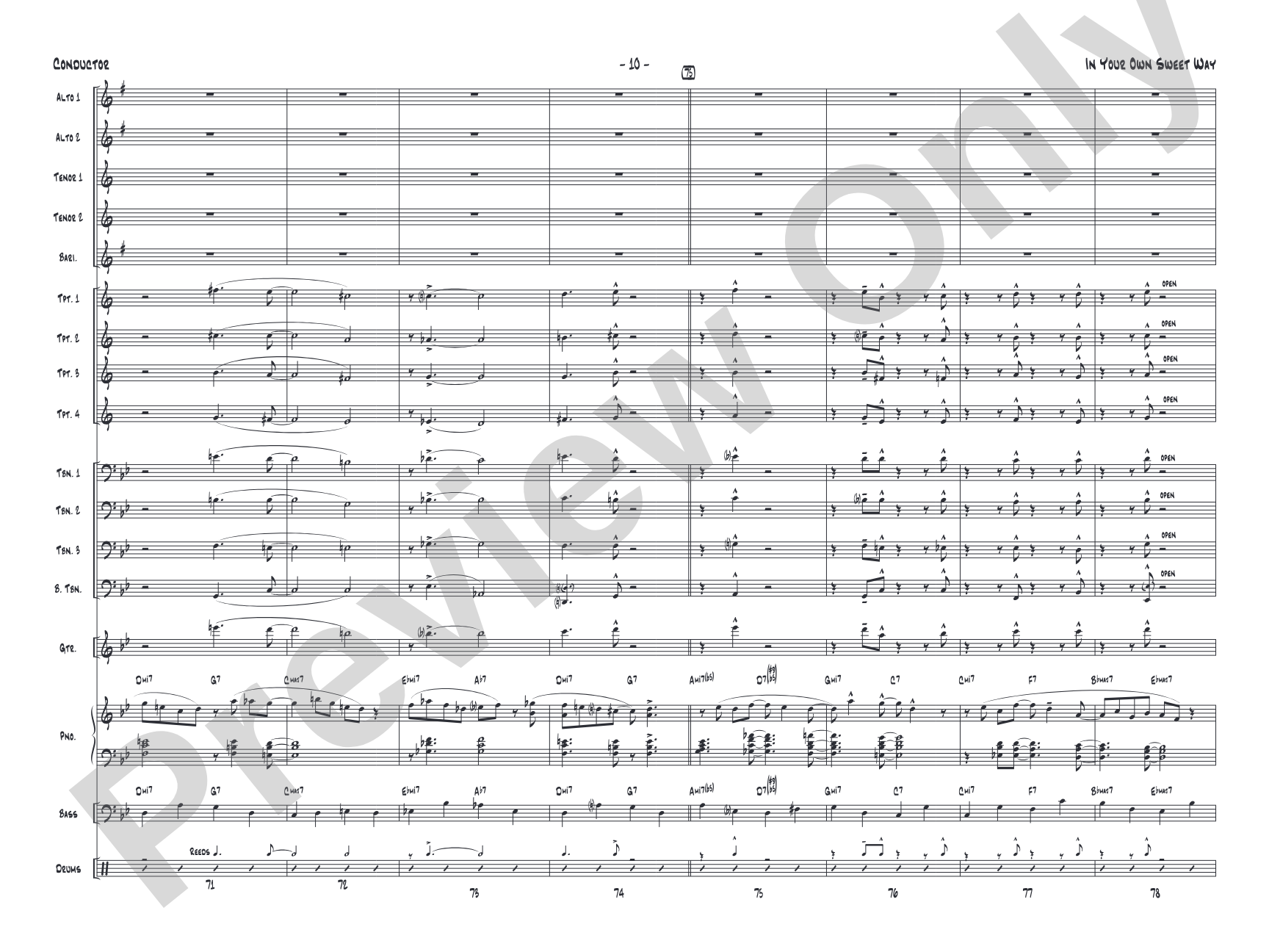 In Your Own Sweet Way: Jazz Ensemble Conductor Score & Parts