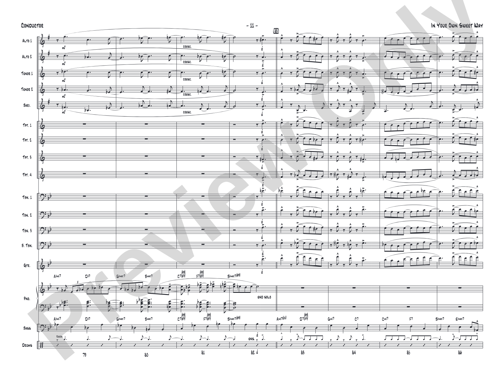 In Your Own Sweet Way: Jazz Ensemble Conductor Score & Parts