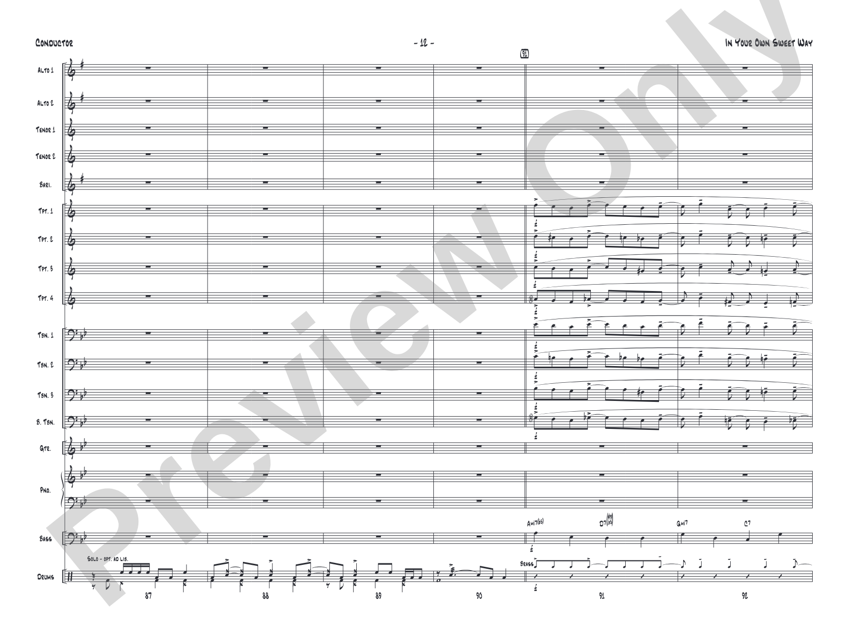 In Your Own Sweet Way: Jazz Ensemble Conductor Score & Parts