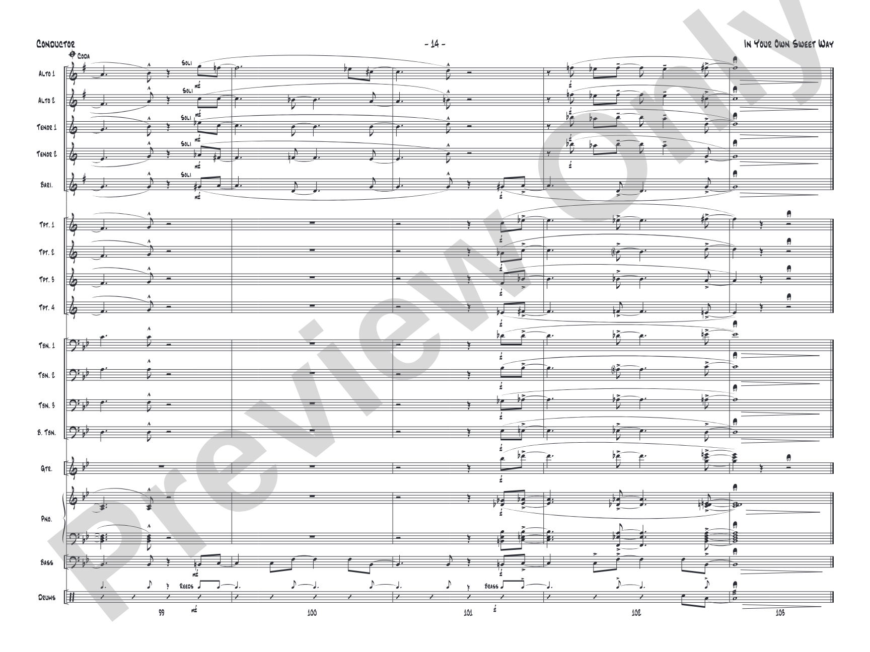 In Your Own Sweet Way: Jazz Ensemble Conductor Score & Parts