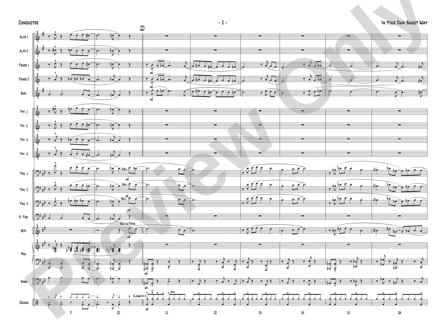 In Your Own Sweet Way: Jazz Ensemble Conductor Score & Parts