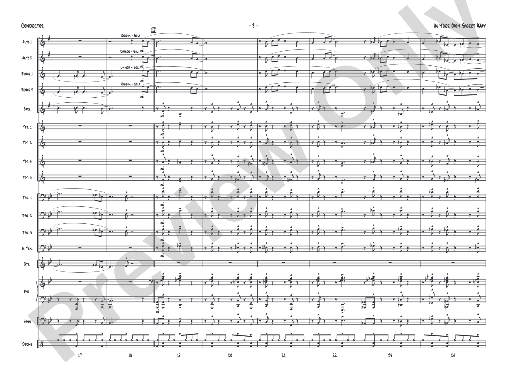 In Your Own Sweet Way: Jazz Ensemble Conductor Score & Parts