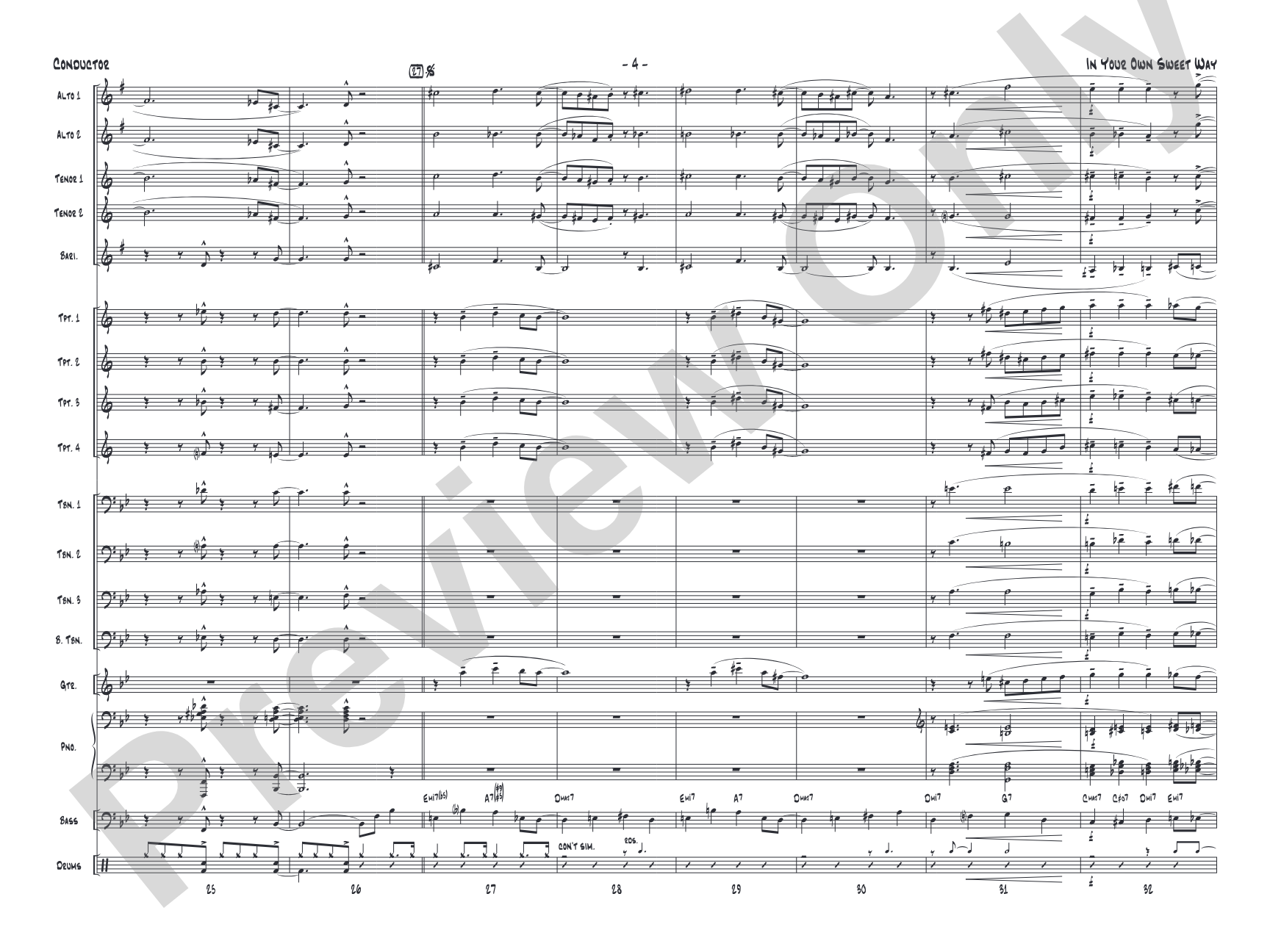 In Your Own Sweet Way: Jazz Ensemble Conductor Score & Parts