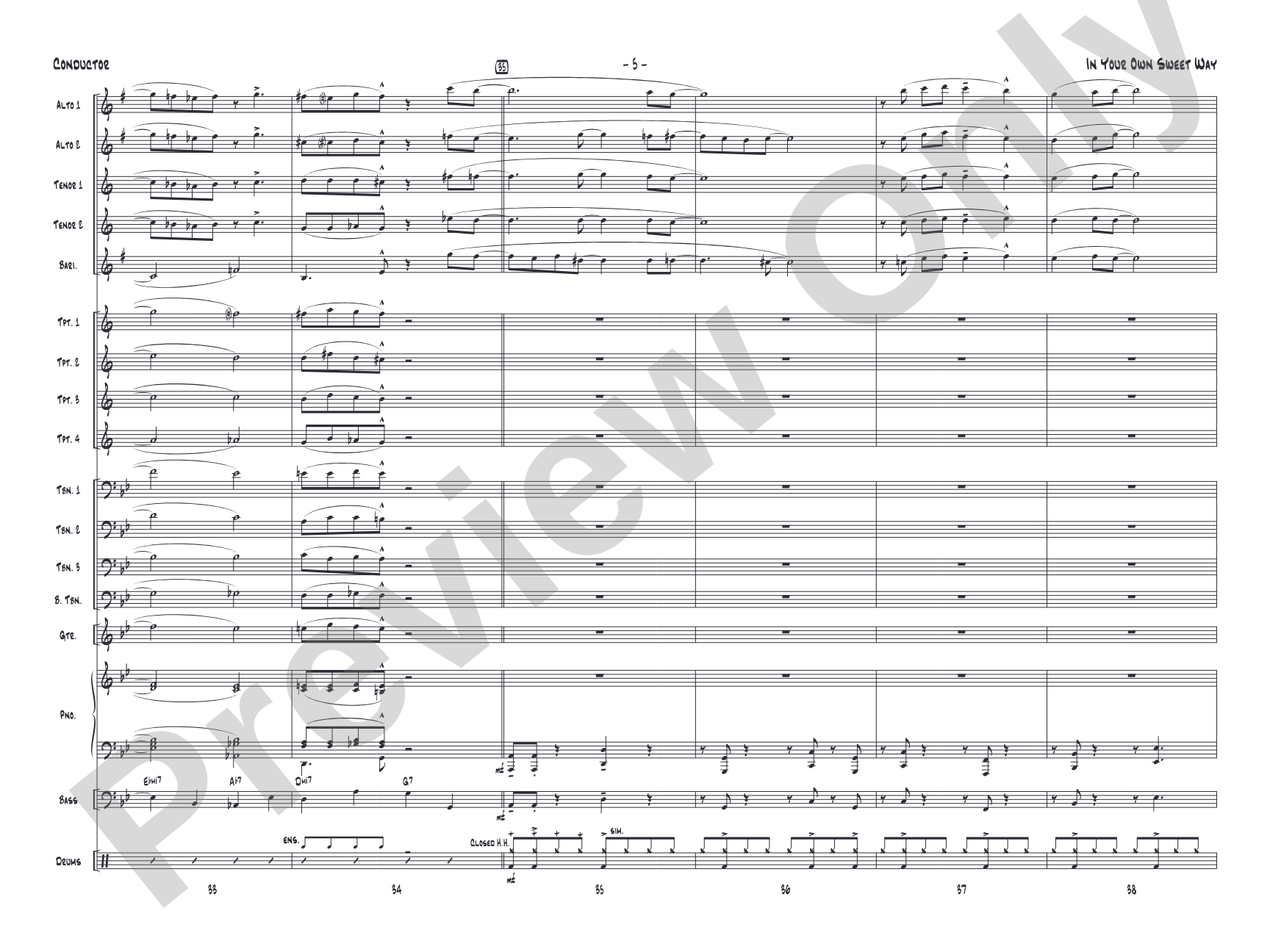 In Your Own Sweet Way: Jazz Ensemble Conductor Score & Parts