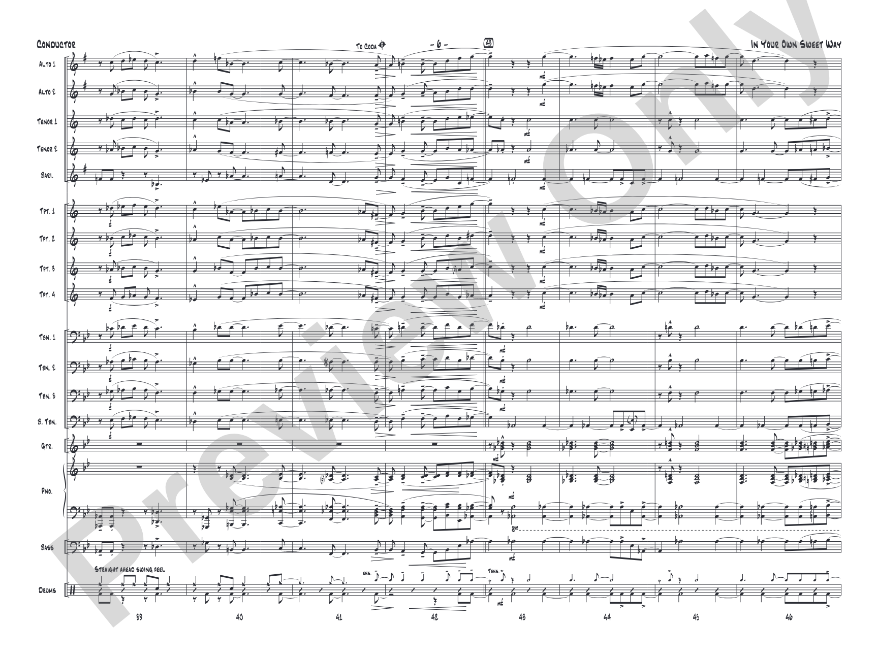 In Your Own Sweet Way: Jazz Ensemble Conductor Score & Parts