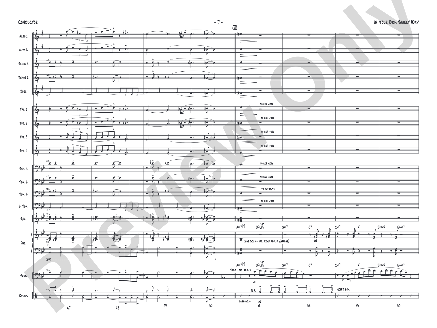 In Your Own Sweet Way: Jazz Ensemble Conductor Score & Parts
