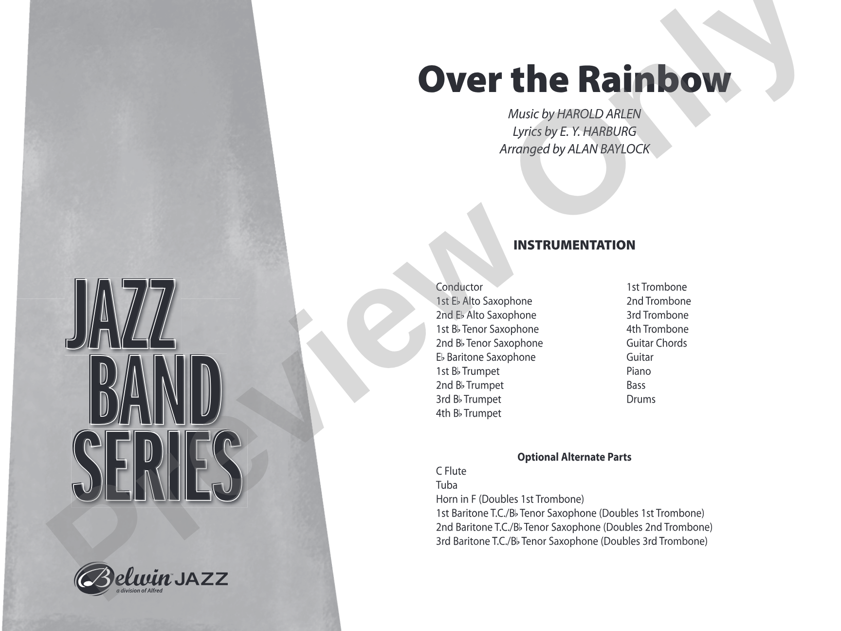 Over the Rainbow: Jazz Ensemble Conductor Score & Parts