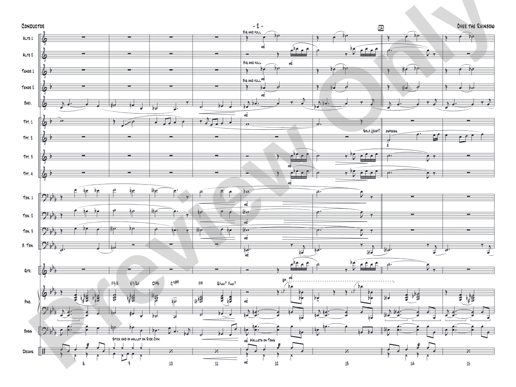 Over the Rainbow: Jazz Ensemble Conductor Score & Parts