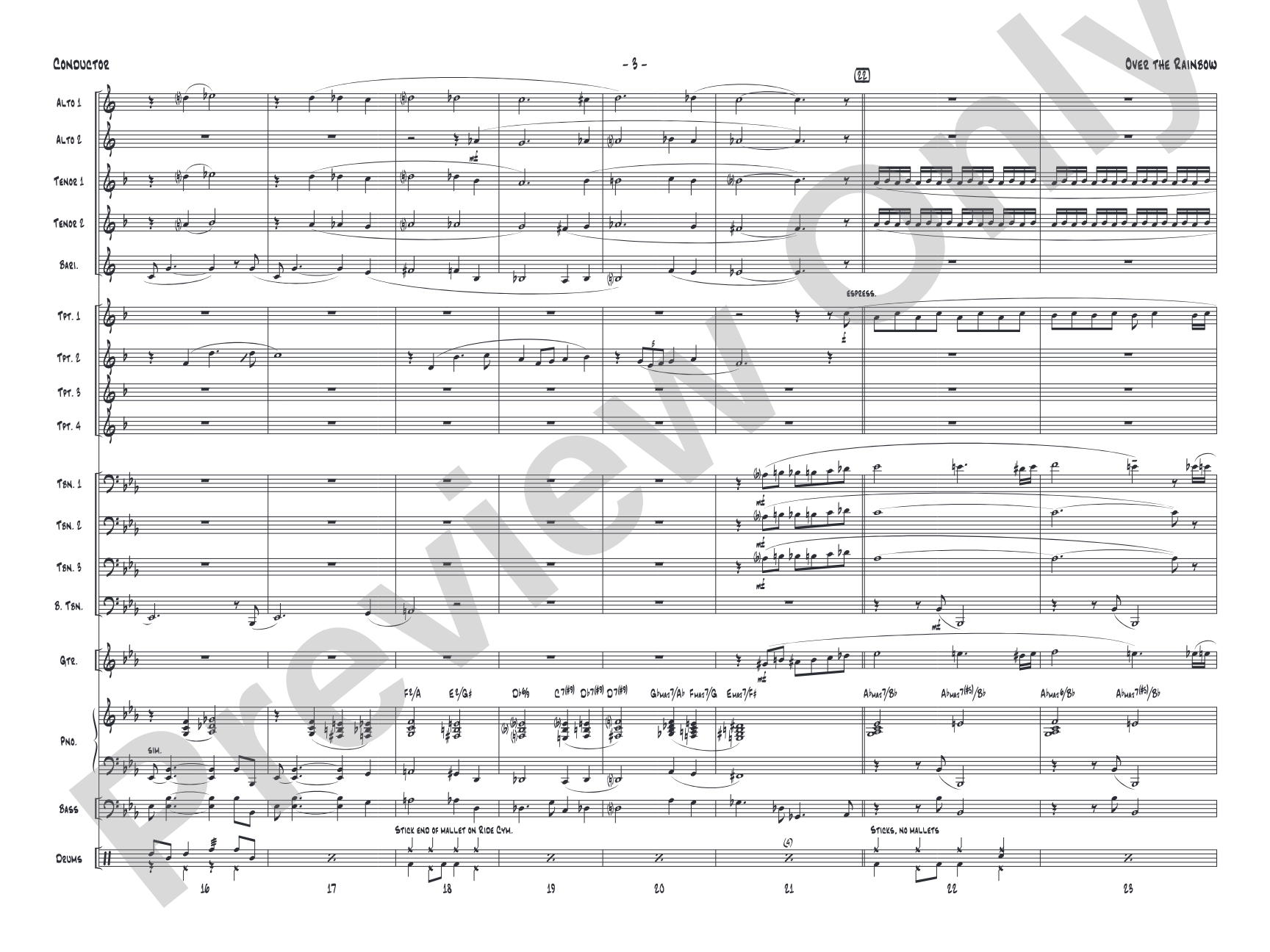 Over the Rainbow: Jazz Ensemble Conductor Score & Parts