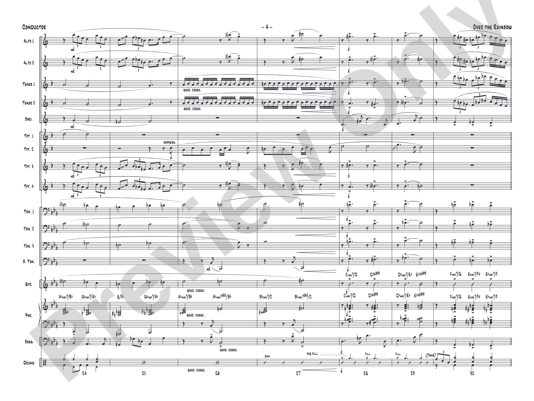 Over the Rainbow: Jazz Ensemble Conductor Score & Parts
