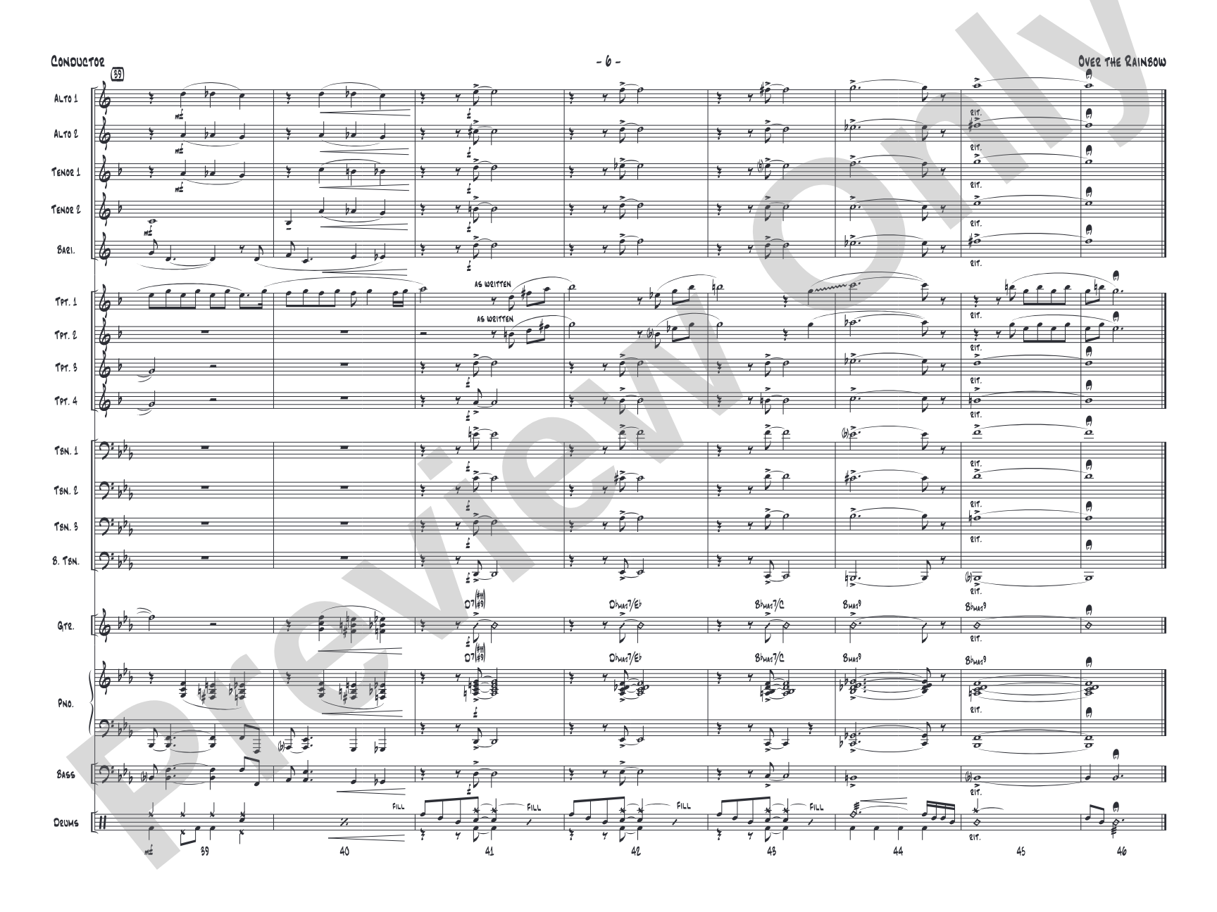 Over the Rainbow: Jazz Ensemble Conductor Score & Parts