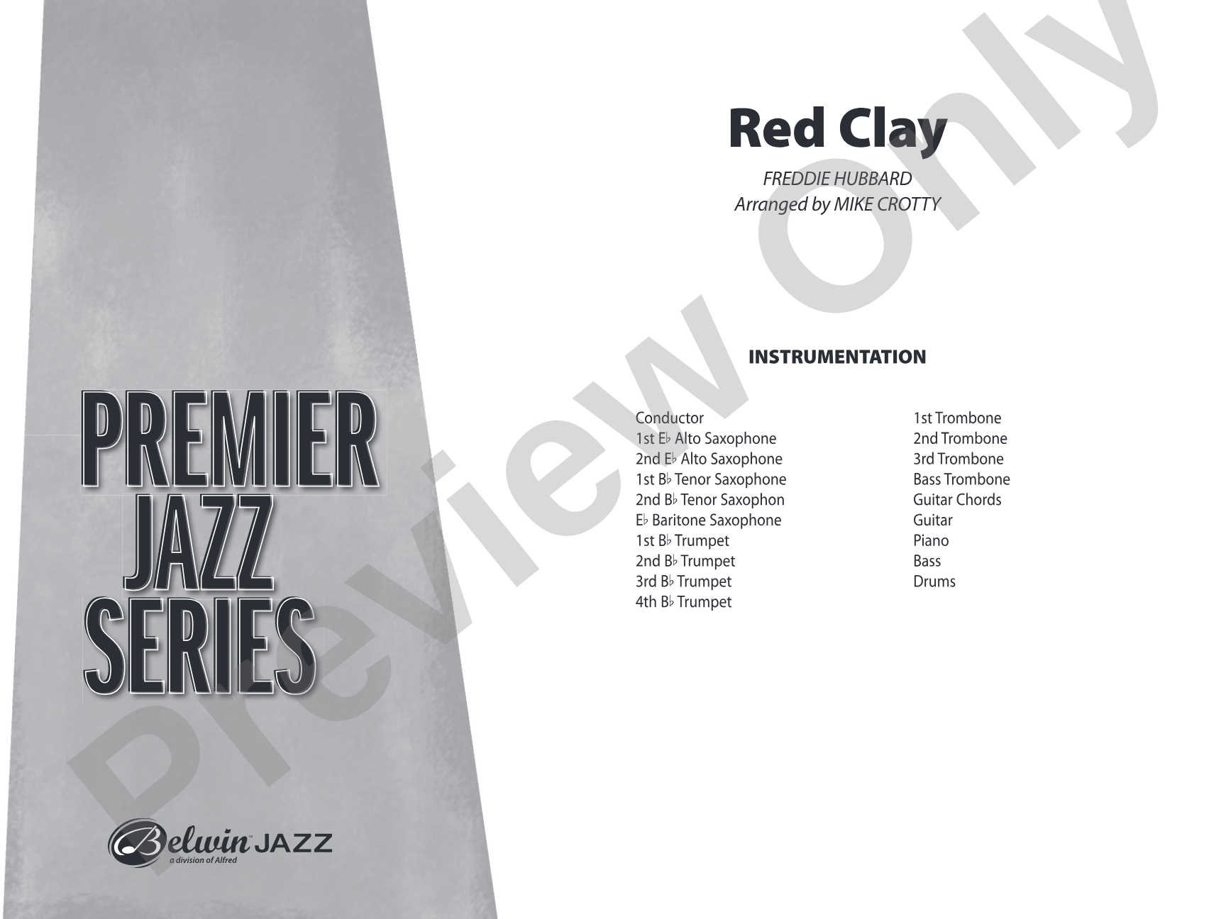 Red Clay: Jazz Ensemble Conductor Score & Parts