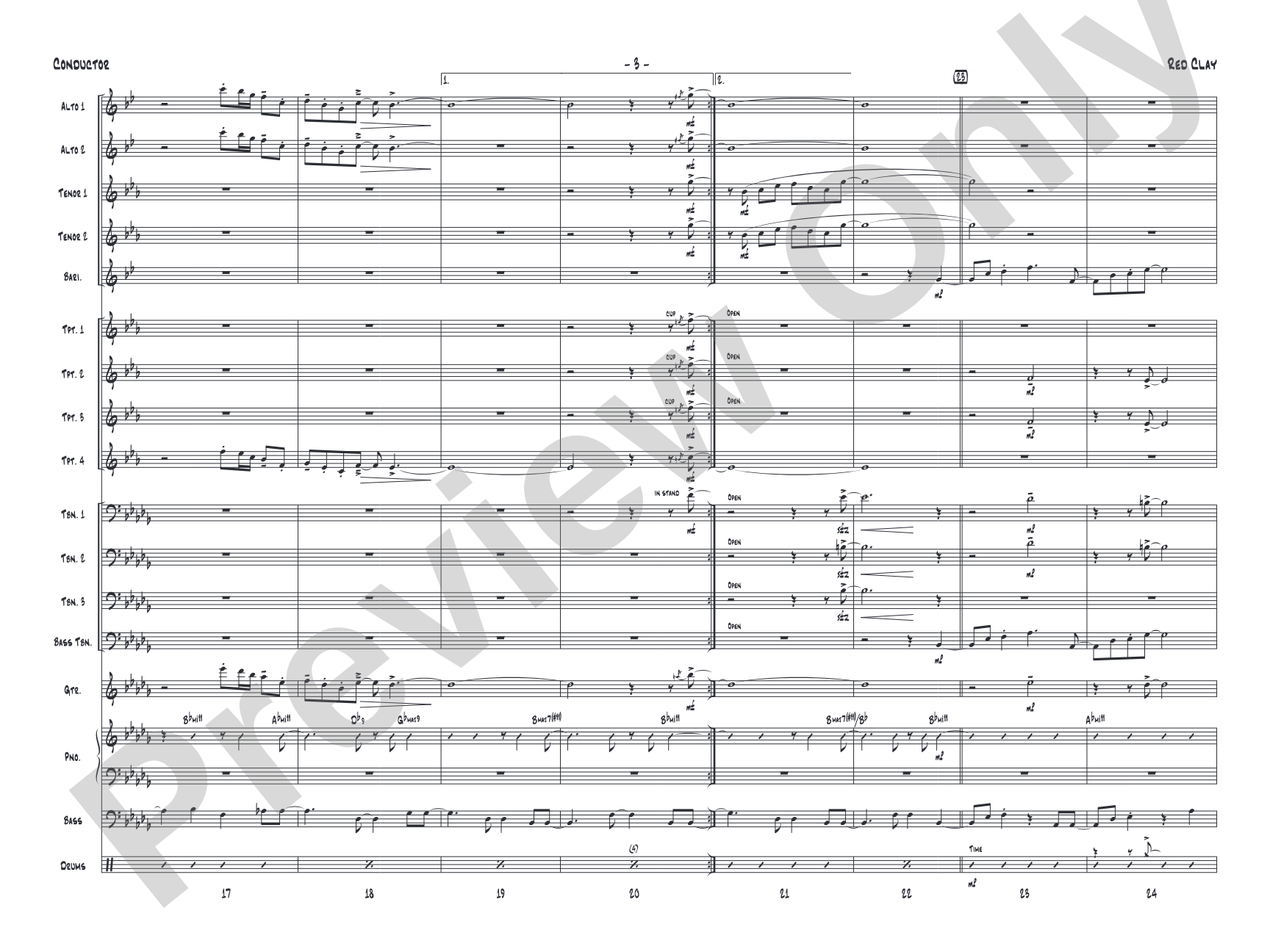 Red Clay: Jazz Ensemble Conductor Score & Parts